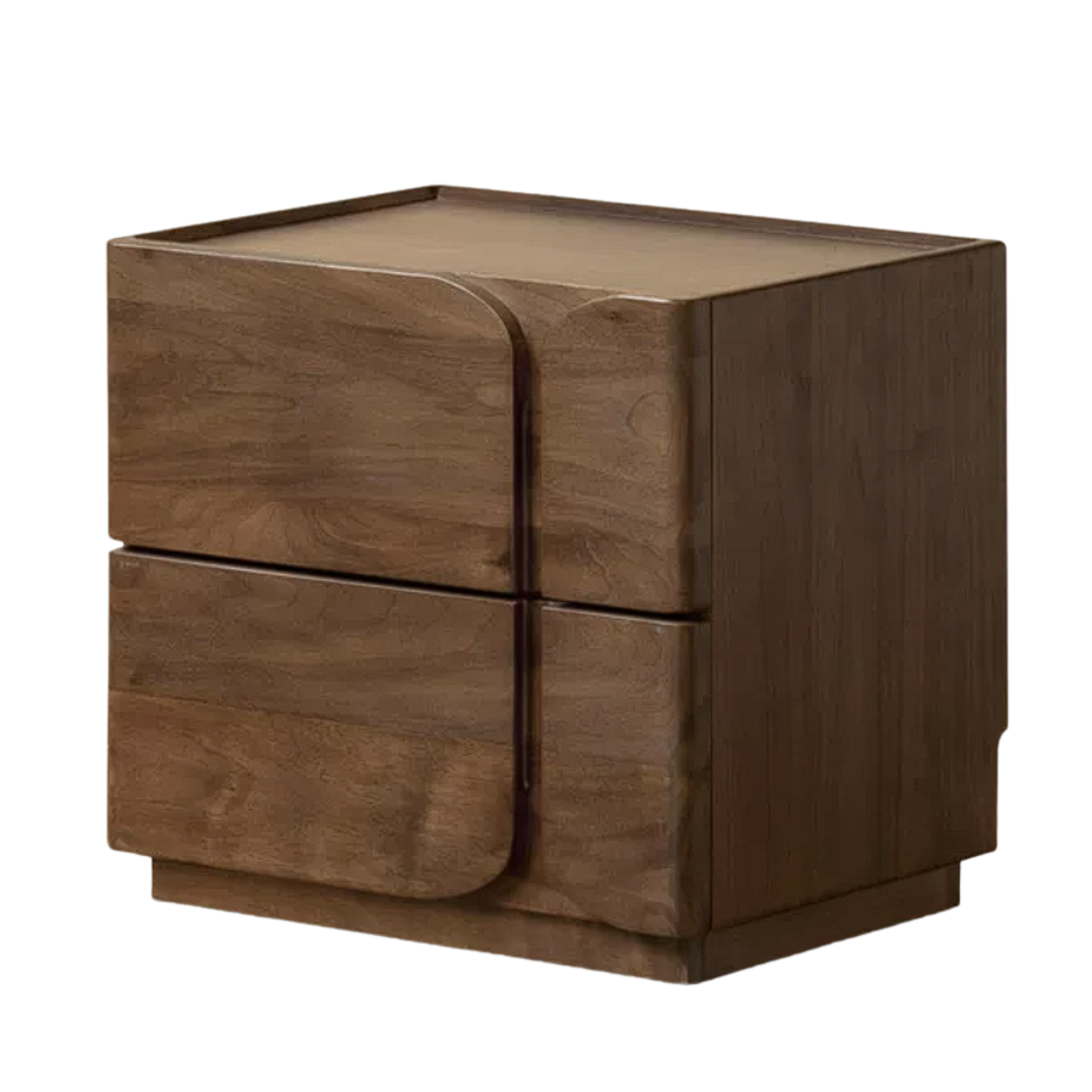 Black Walnut, Ash Solid Wood Nightstand with Light Luxury Storage Cabinet