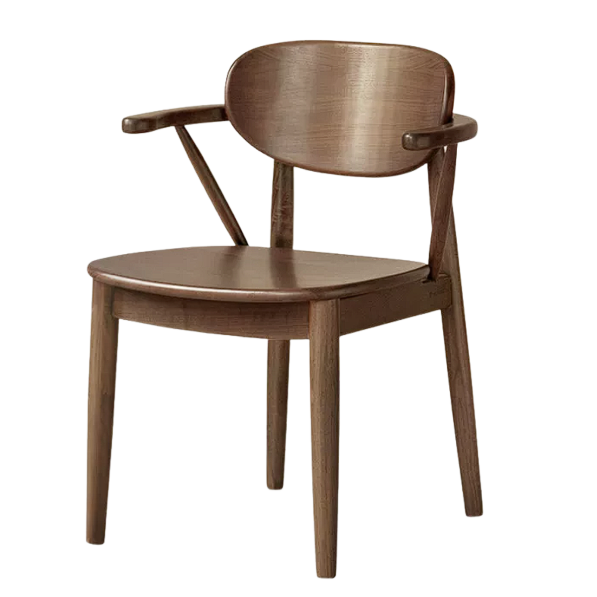 4 pcs Black Walnut, Oak, Sandalwood, Ash Curved Dining Chair with Open Armrest