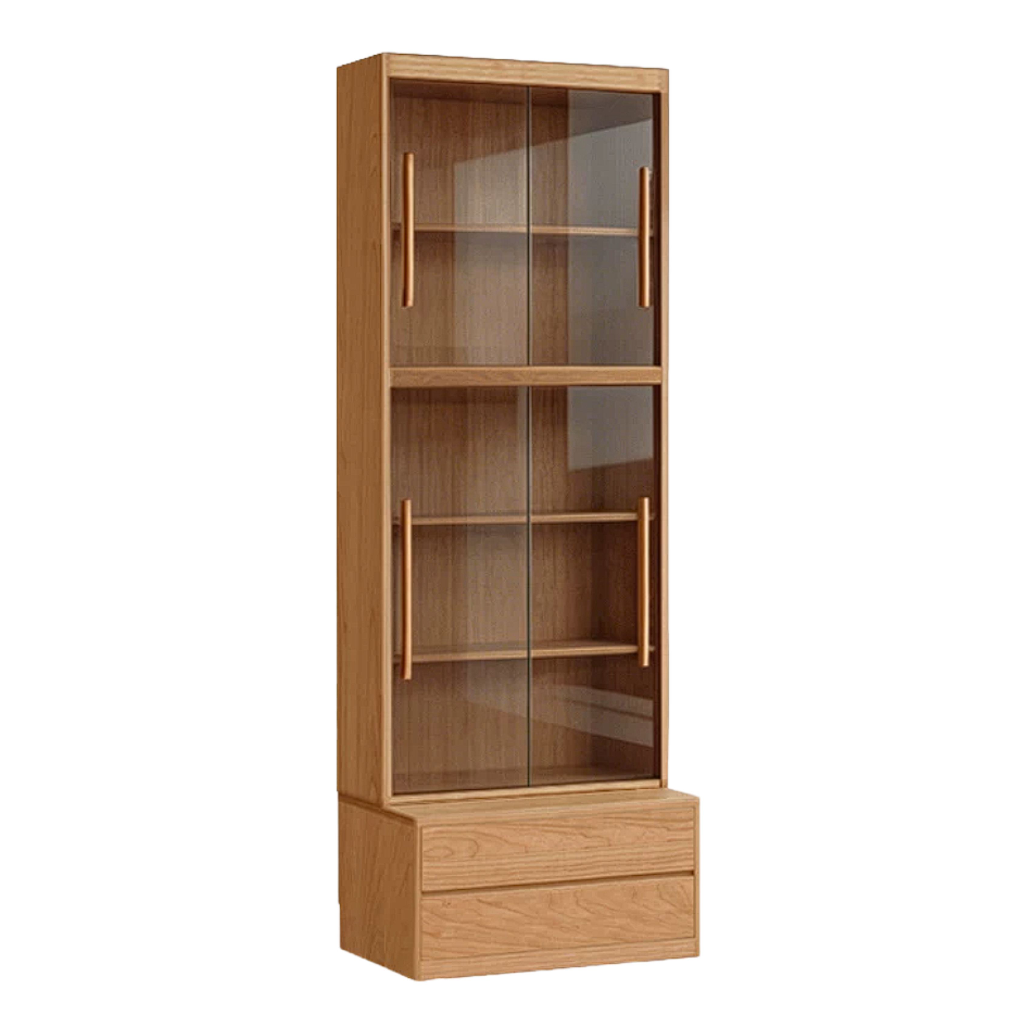 Cherry Solid Wood Bookcase Combination Glass Cabinet