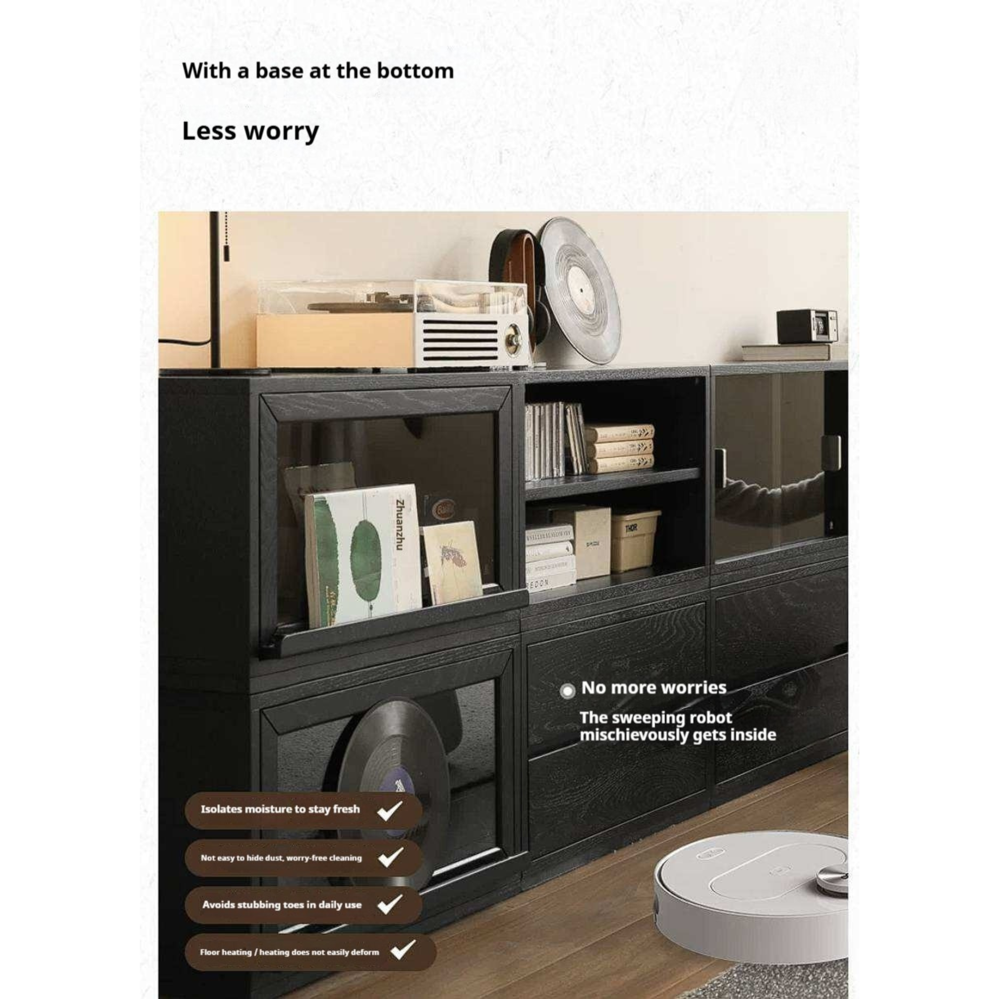 Oak Solid Wood TV Cabinet Modular with Modern Minimalist Storage