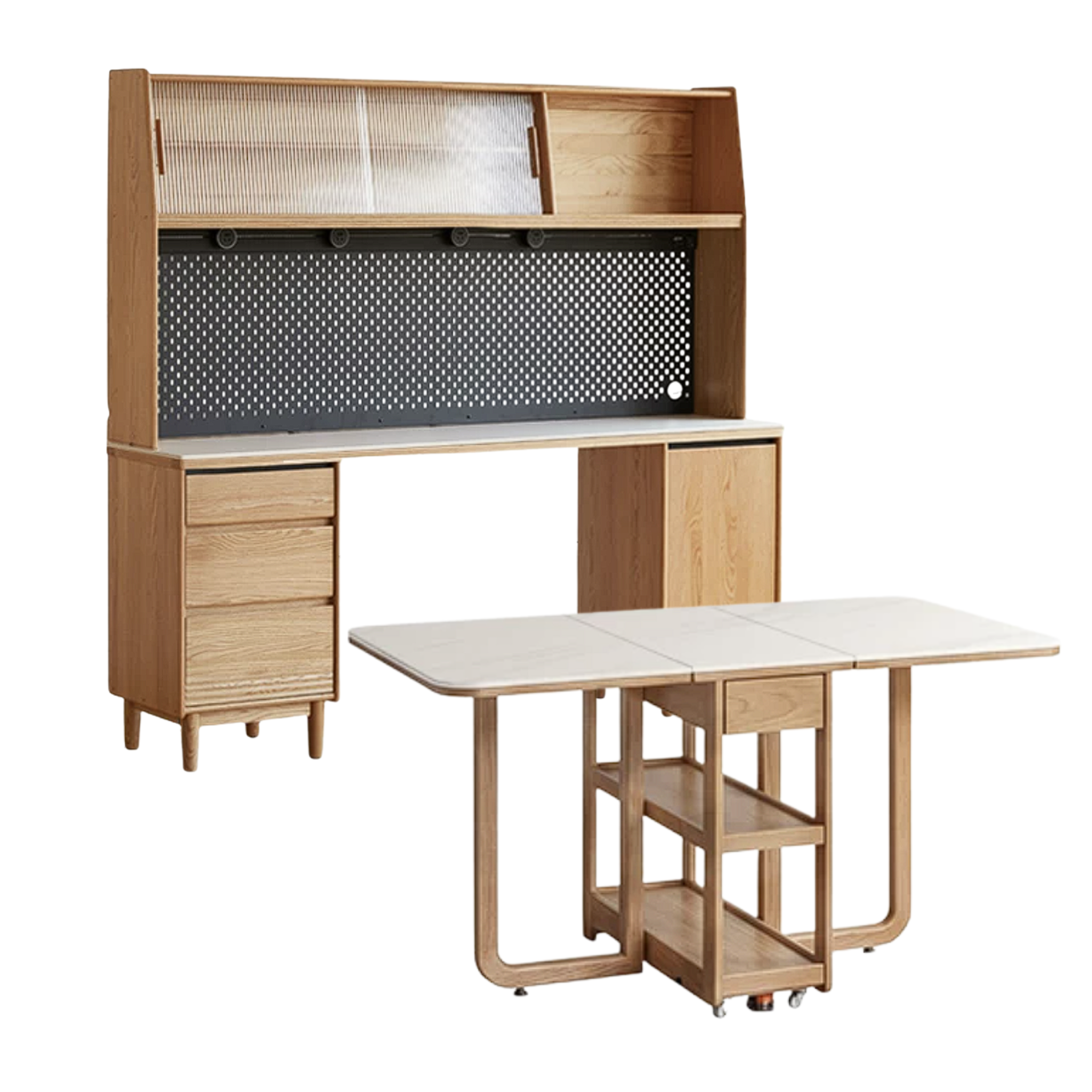 Oak, Ash Solid Wood Modern Rock Board Sideboard