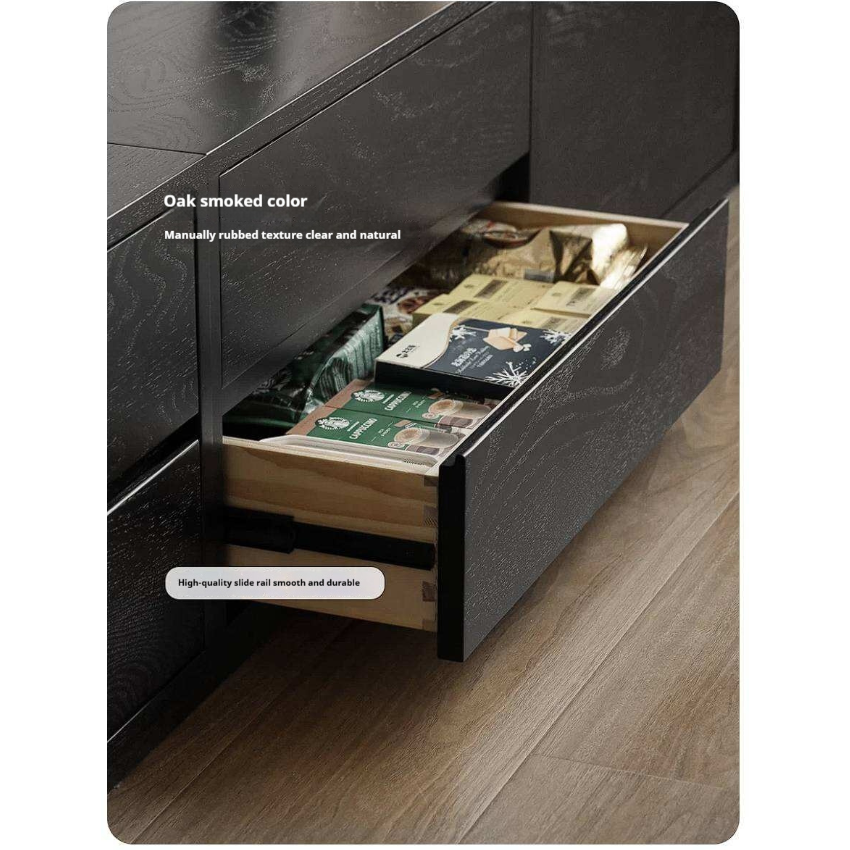 Oak Solid Wood TV Cabinet Modular with Modern Minimalist Storage