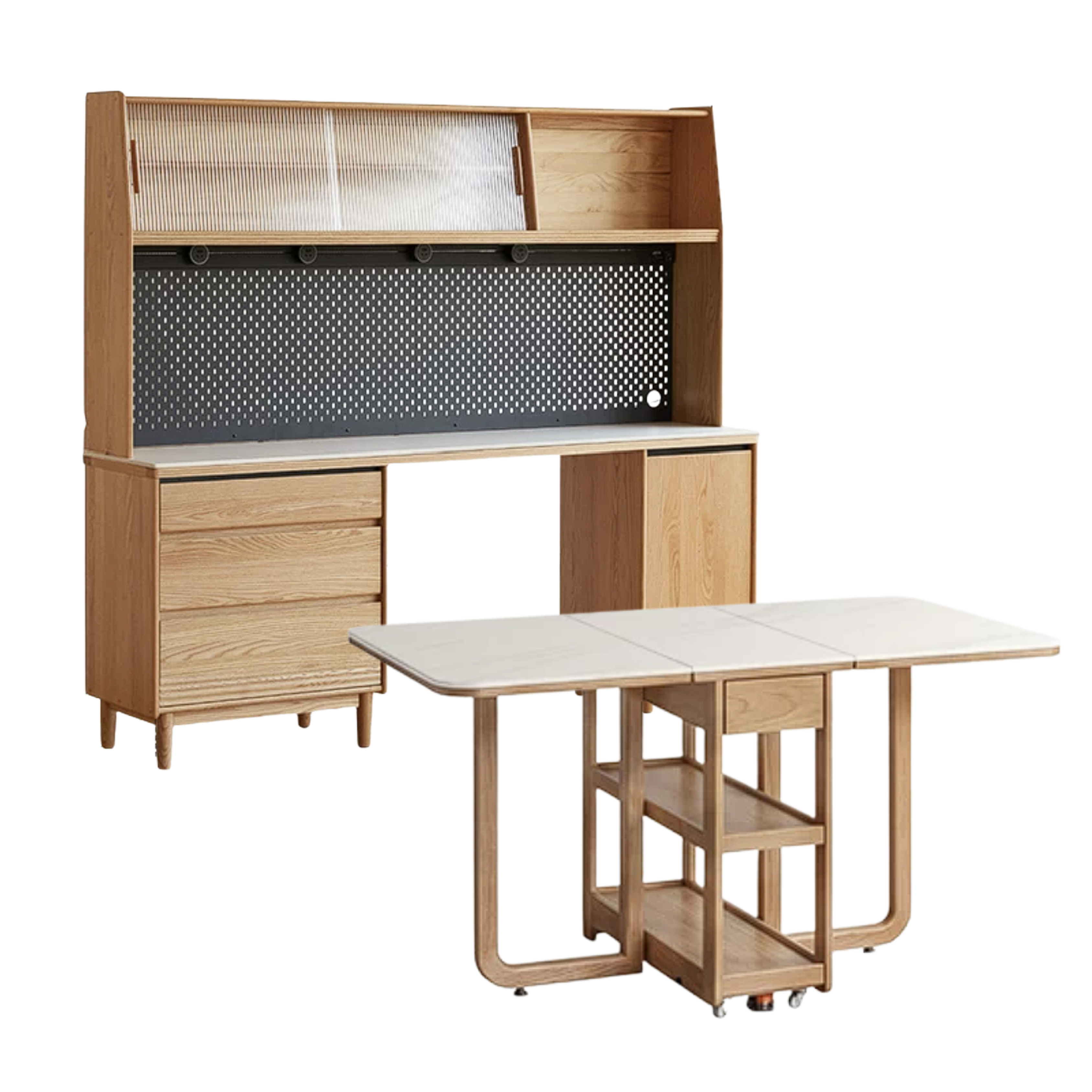 Oak, Ash Solid Wood Modern Rock Board Sideboard
