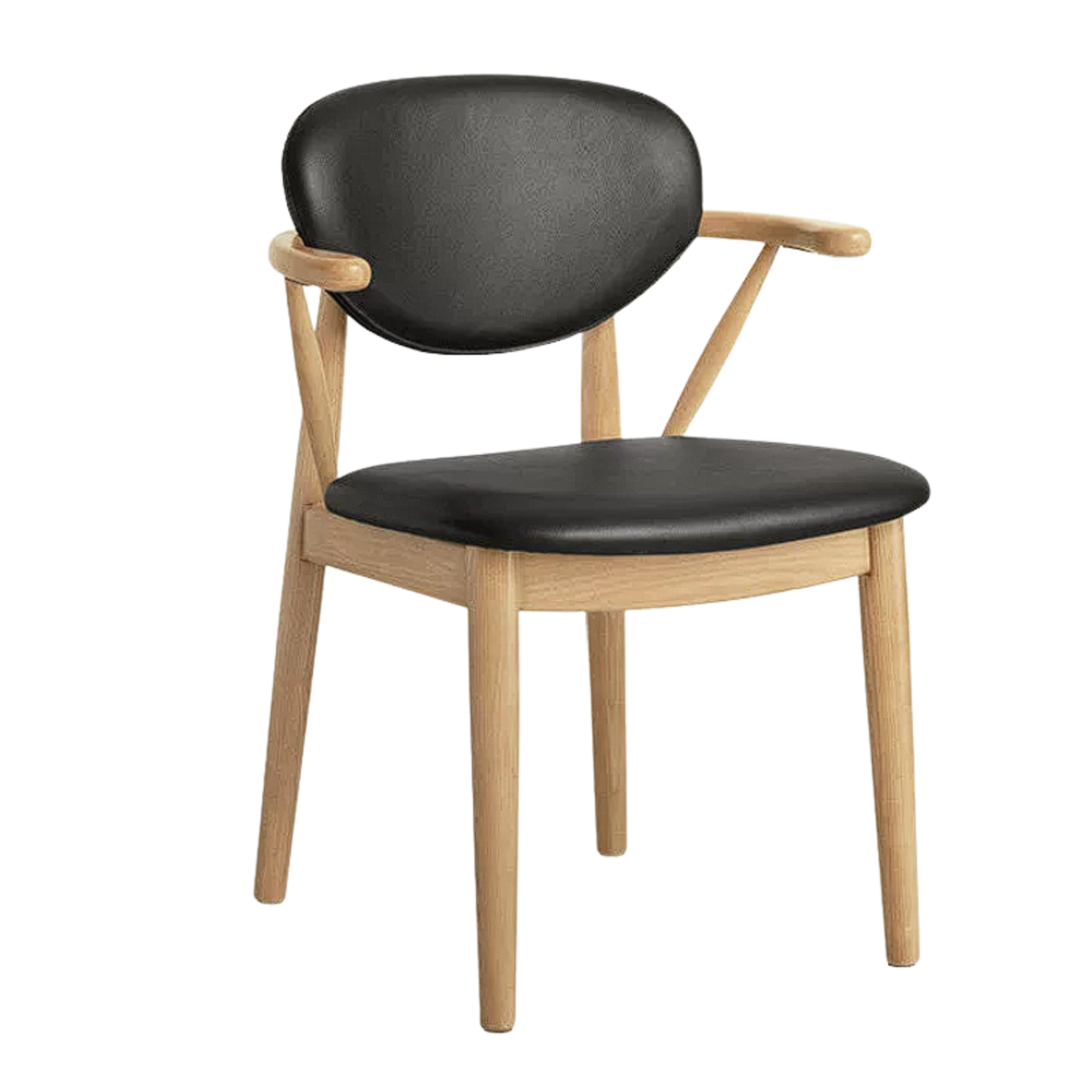 4 pcs Black Walnut, Oak, Sandalwood, Ash Curved Dining Chair with Open Armrest