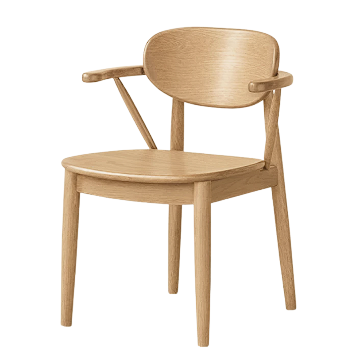 4 pcs Black Walnut, Oak, Sandalwood, Ash Curved Dining Chair with Open Armrest