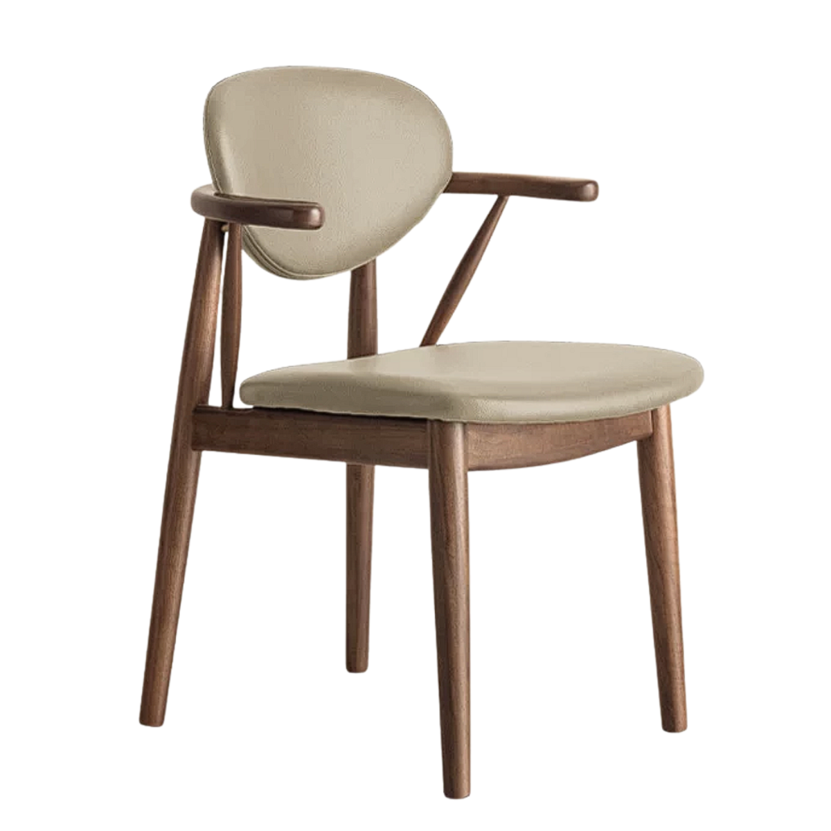 4 pcs Black Walnut, Oak, Sandalwood, Ash Curved Dining Chair with Open Armrest