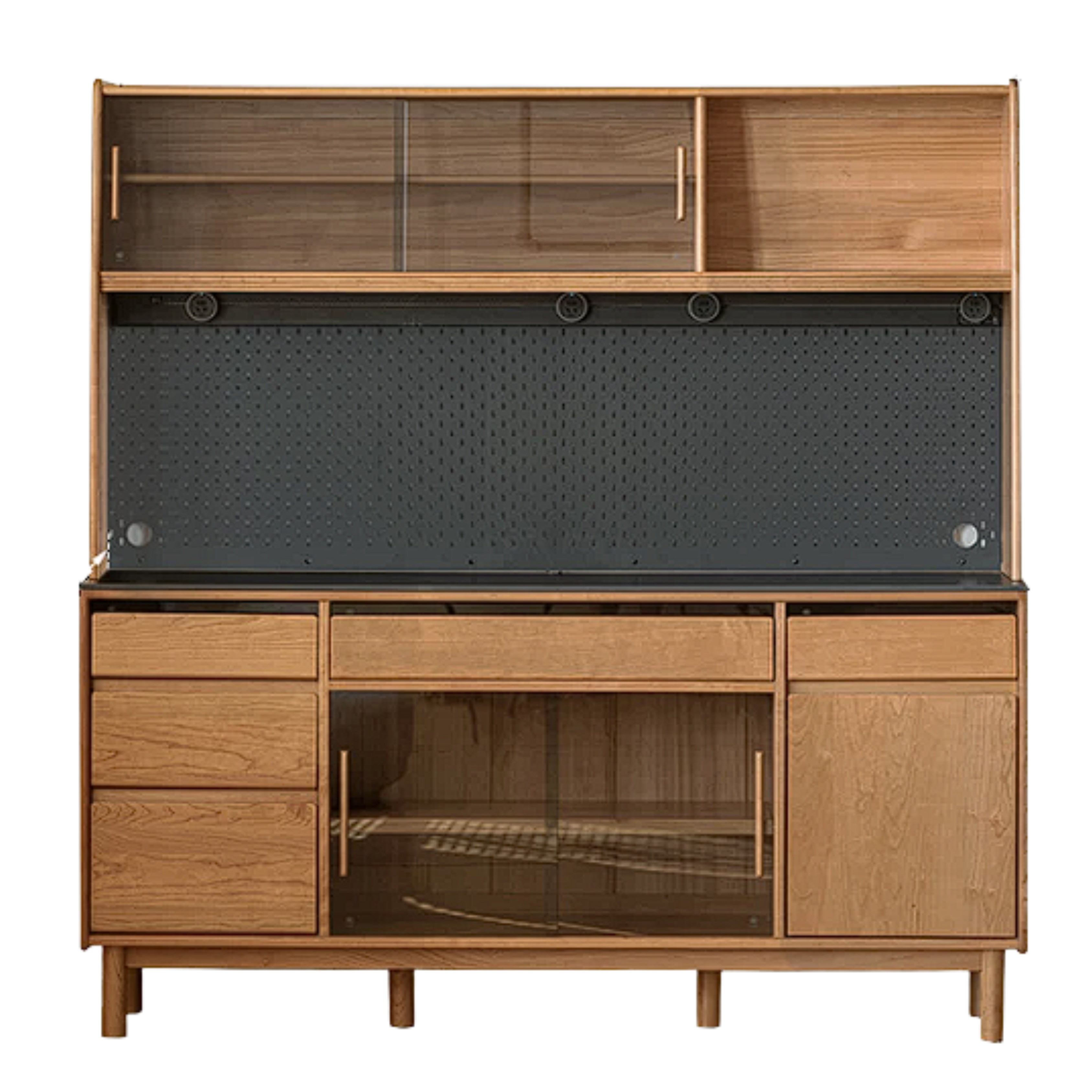 Cherry Solid Wood Rock Plate Storage Sideboard
