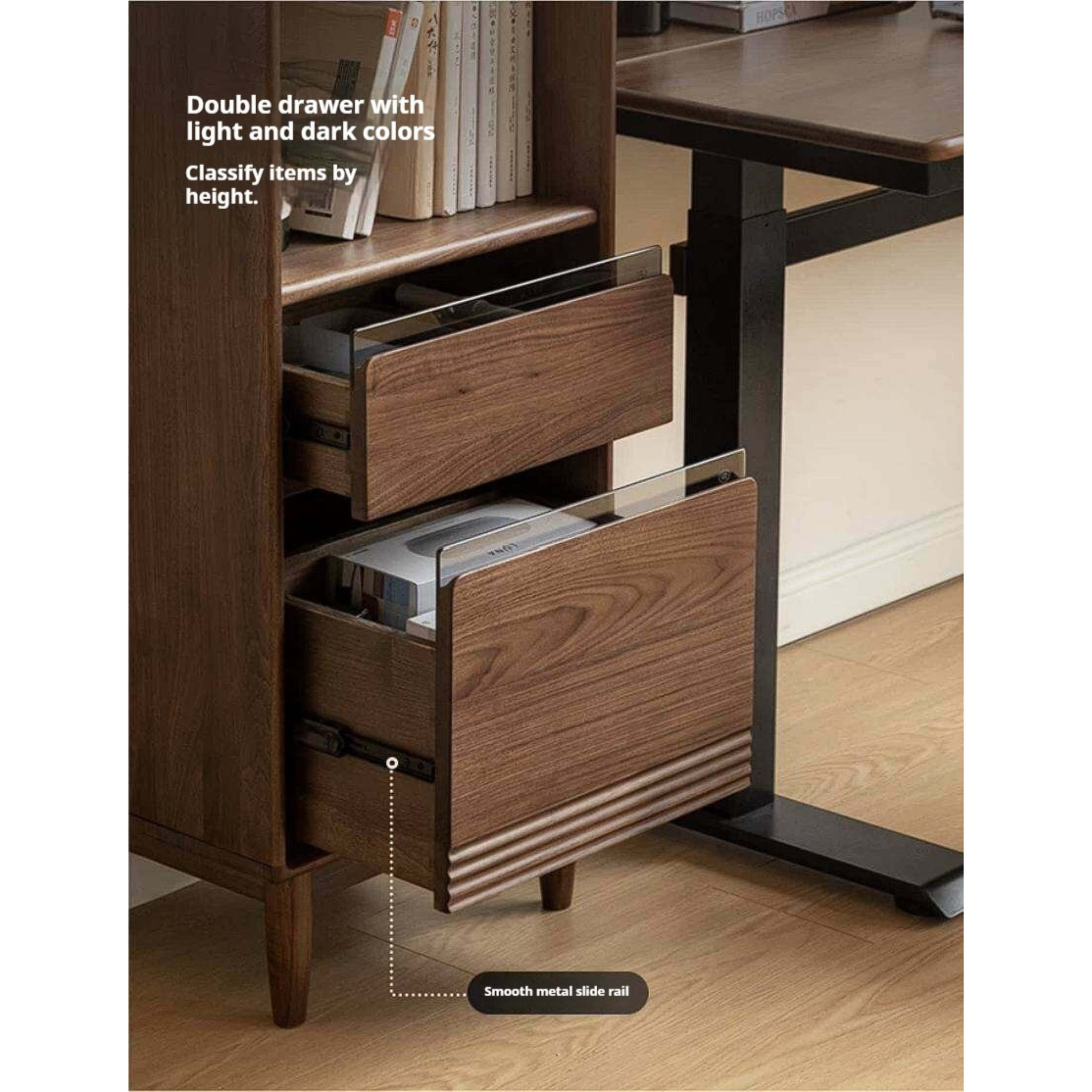 Black Walnut, Golden Rosewood, Oak, Ash, Cherry Solid Wood Side Cabinet with Minimalist TV Stand Storage Design