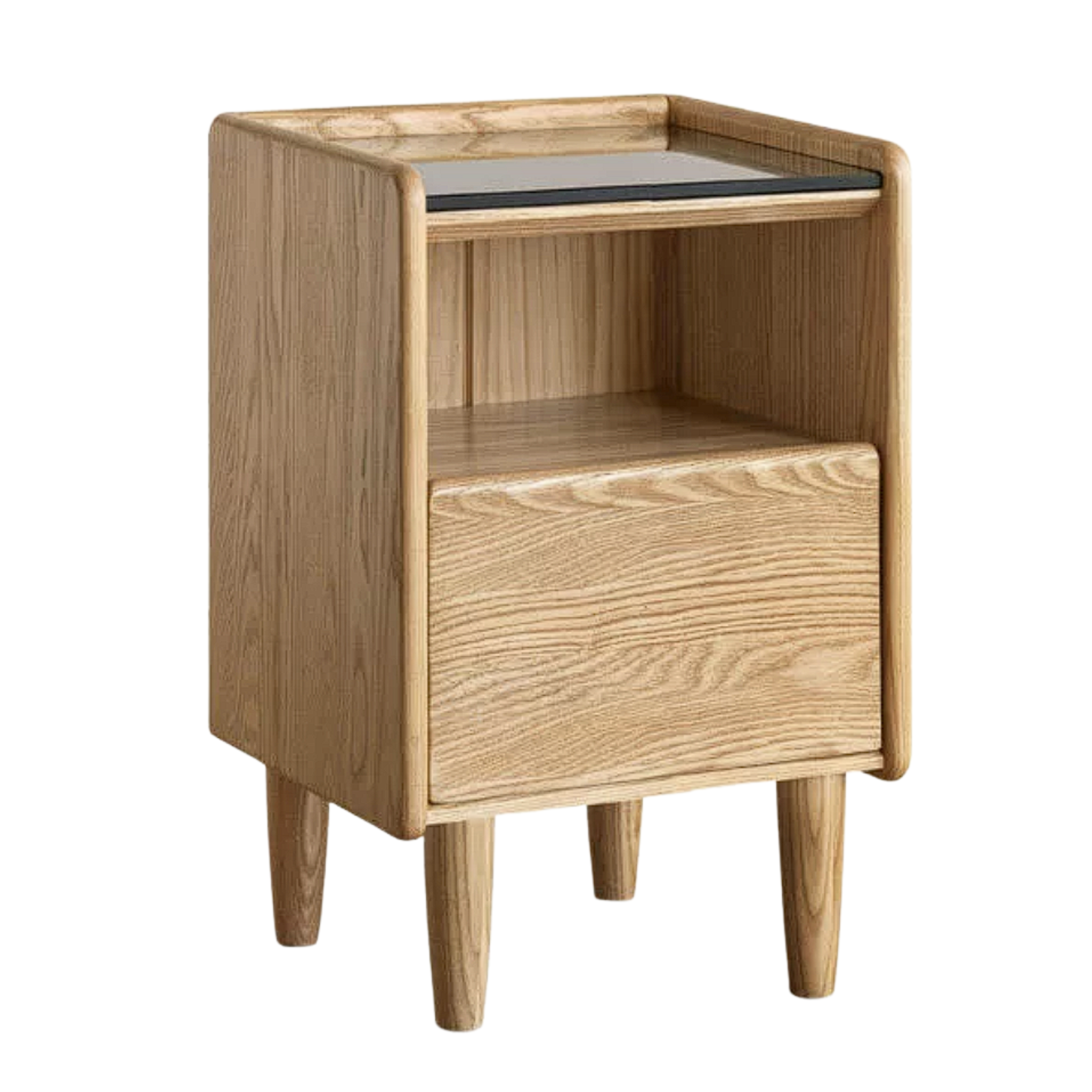 Black Walnut, White Ash, Cherry, Poplar, Tulipwood, Solid Rubberwood Modern Nightstand