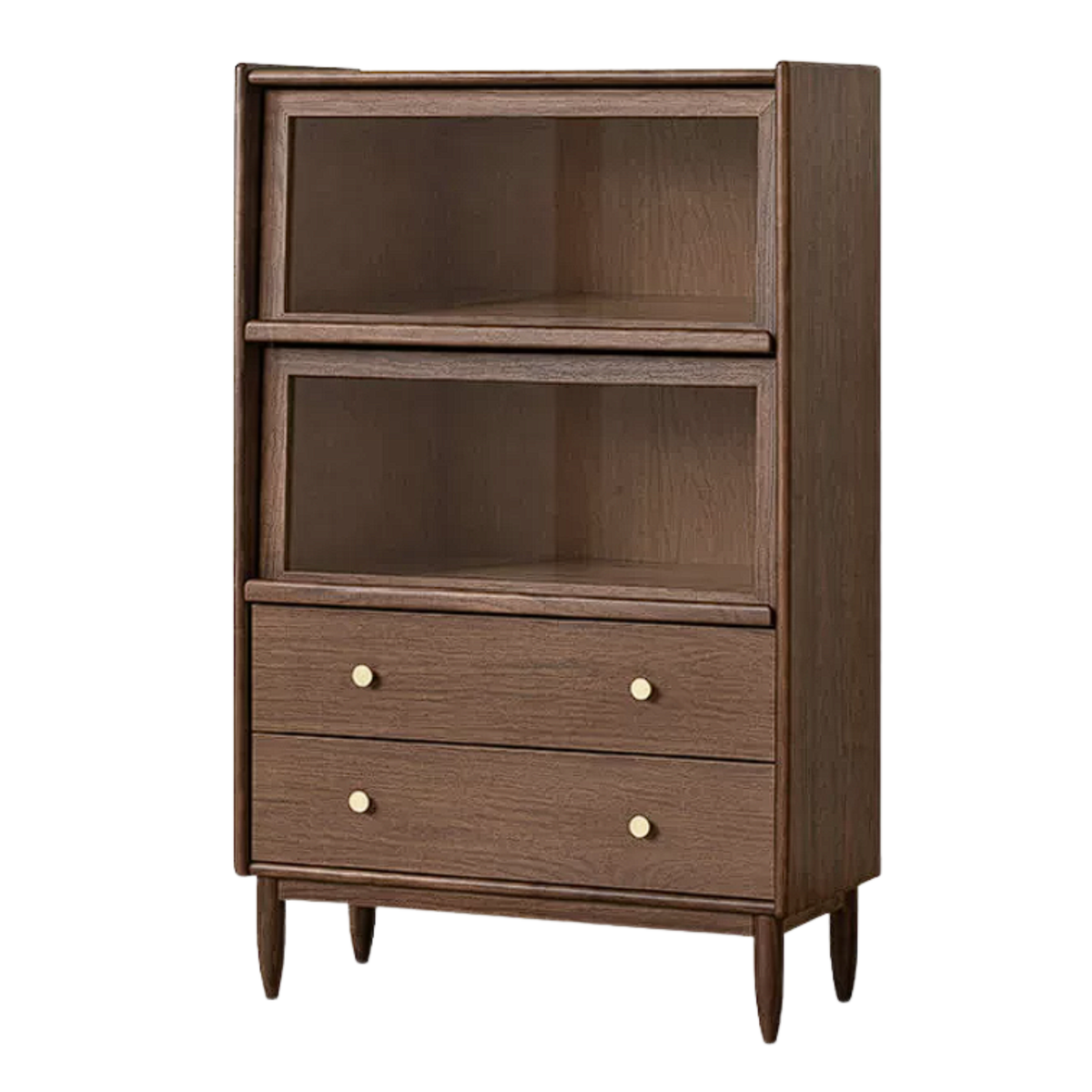 Sandalwood, Black Walnut, Oak Solid Wood Side Cabinet Flip Door LED Lights