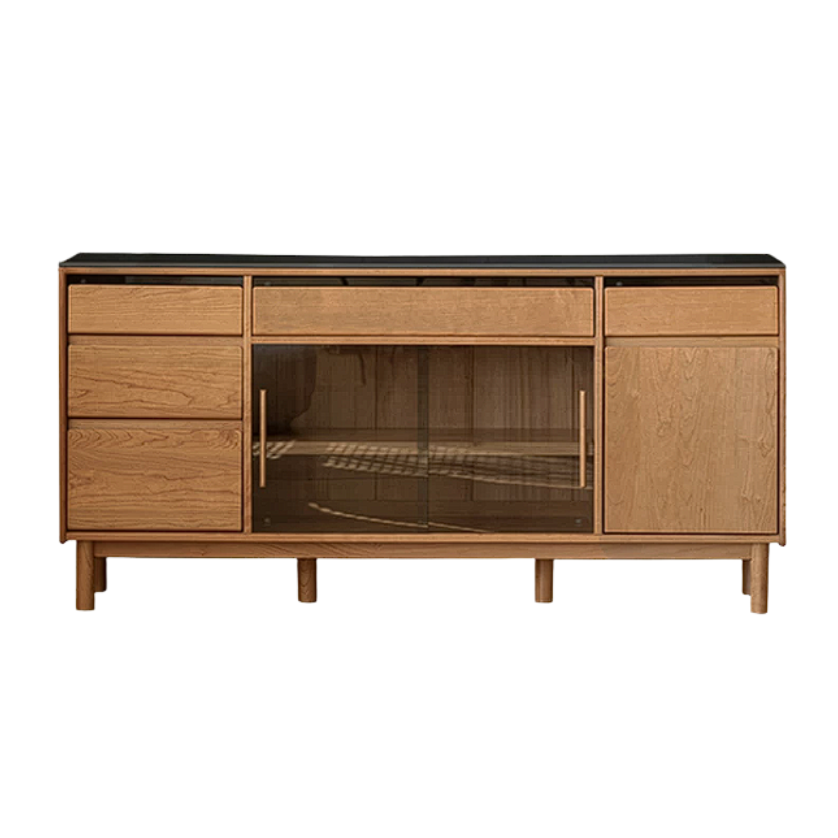 Cherry Solid Wood Rock Plate Storage Sideboard