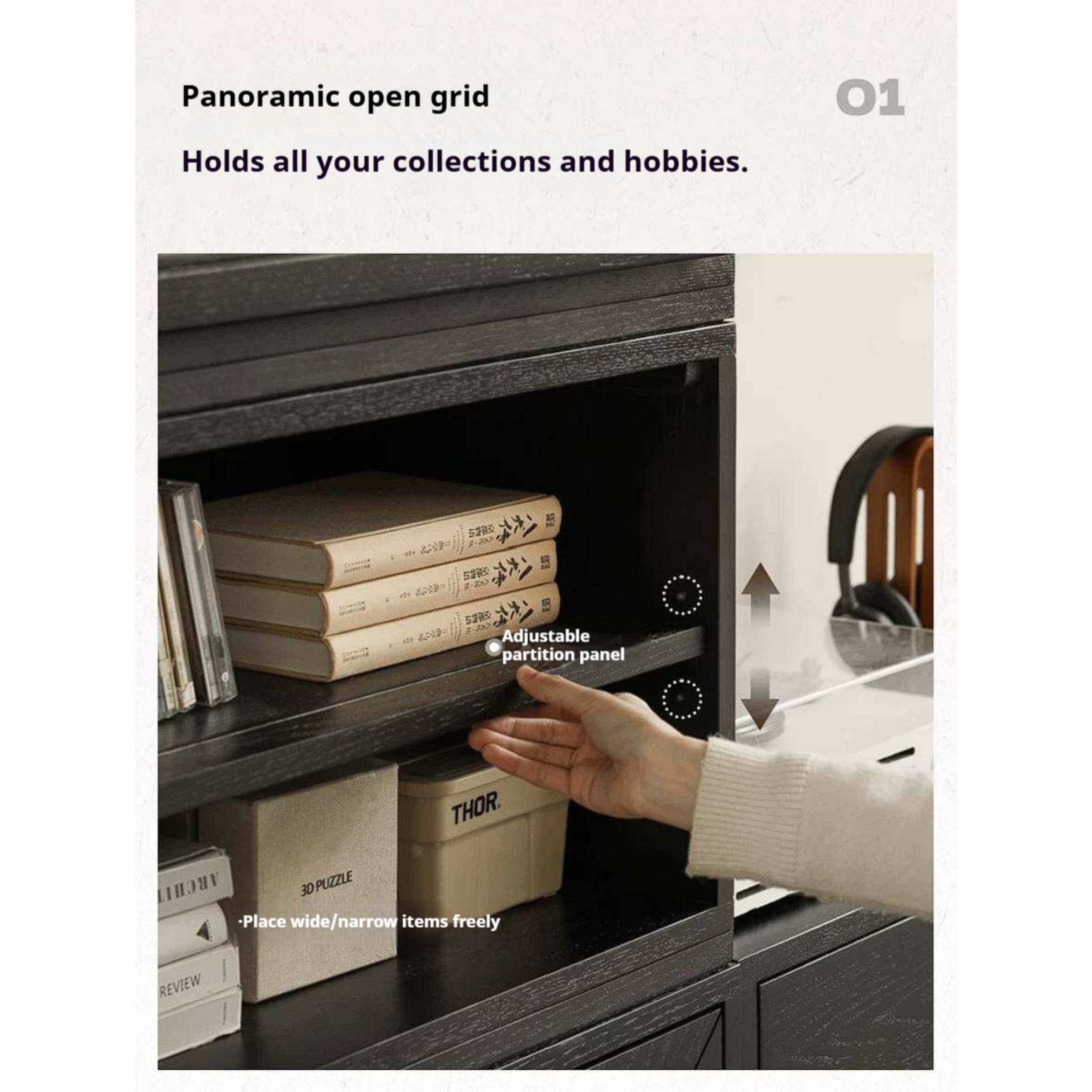 Oak Solid Wood TV Cabinet Modular with Modern Minimalist Storage
