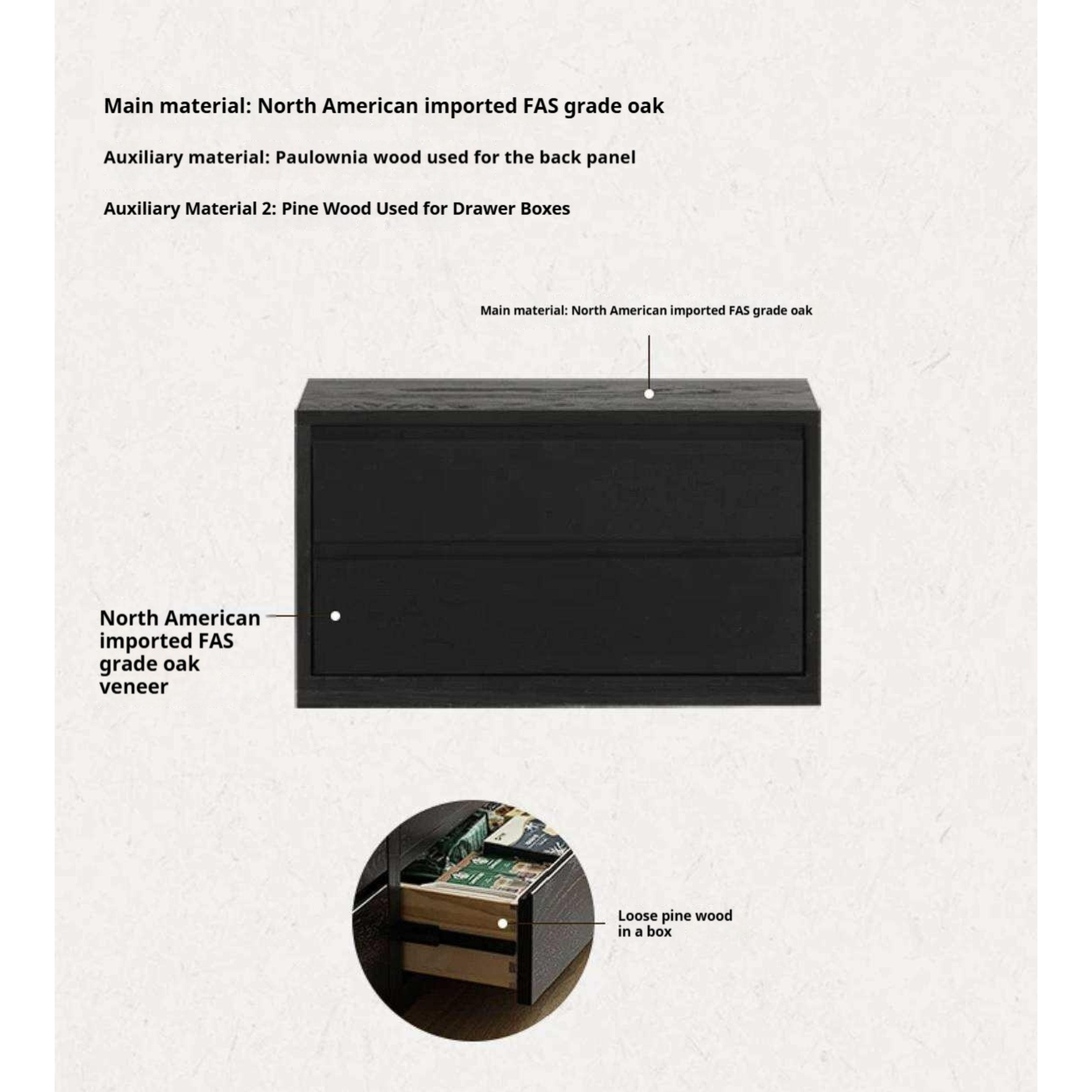 Oak Solid Wood TV Cabinet Modular with Modern Minimalist Storage