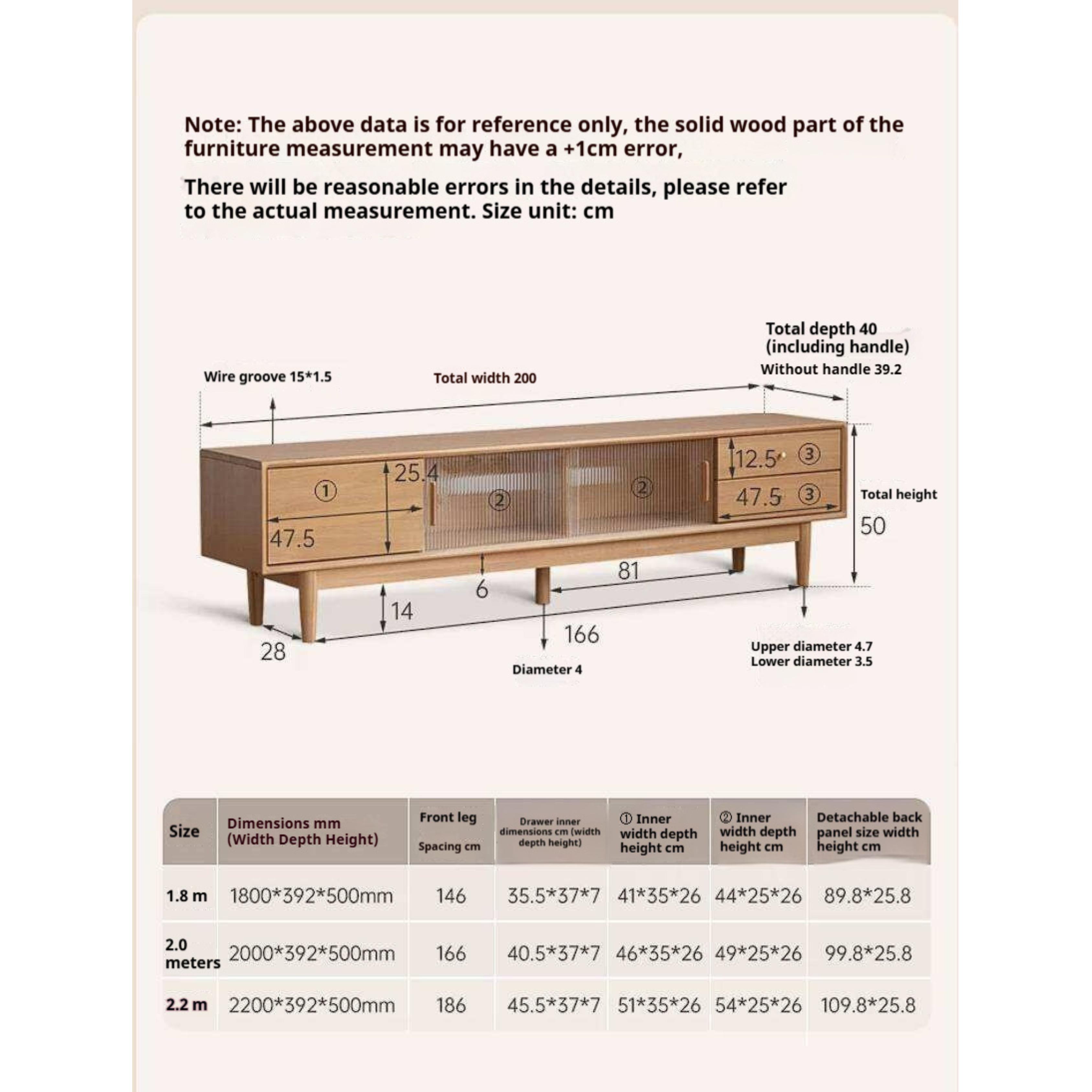 Poplar Solid Wood TV Cabinet with Glass Sliding Doors and Modern Storage