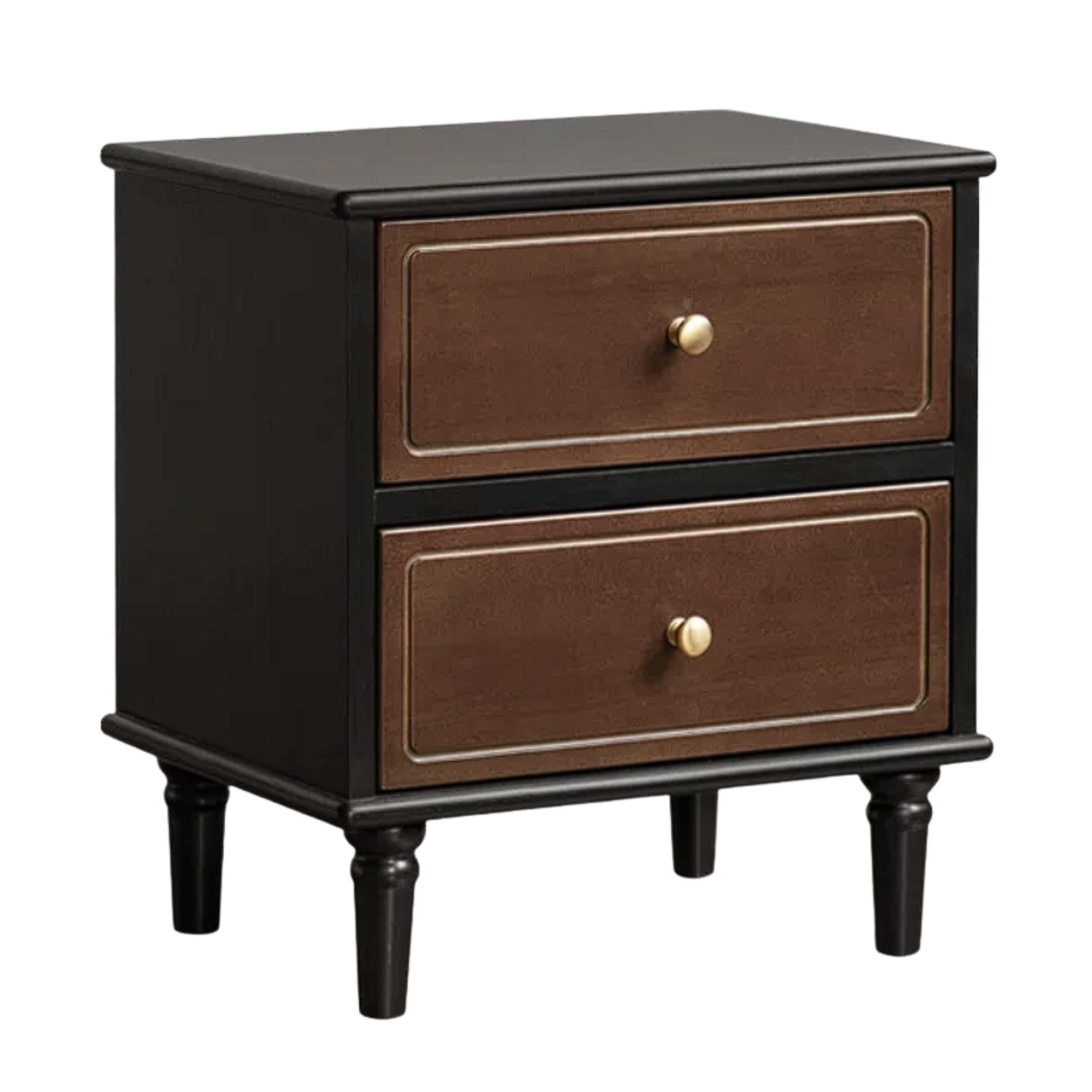 Black Walnut, Solid Rubberwood American Retro Style Nightstand