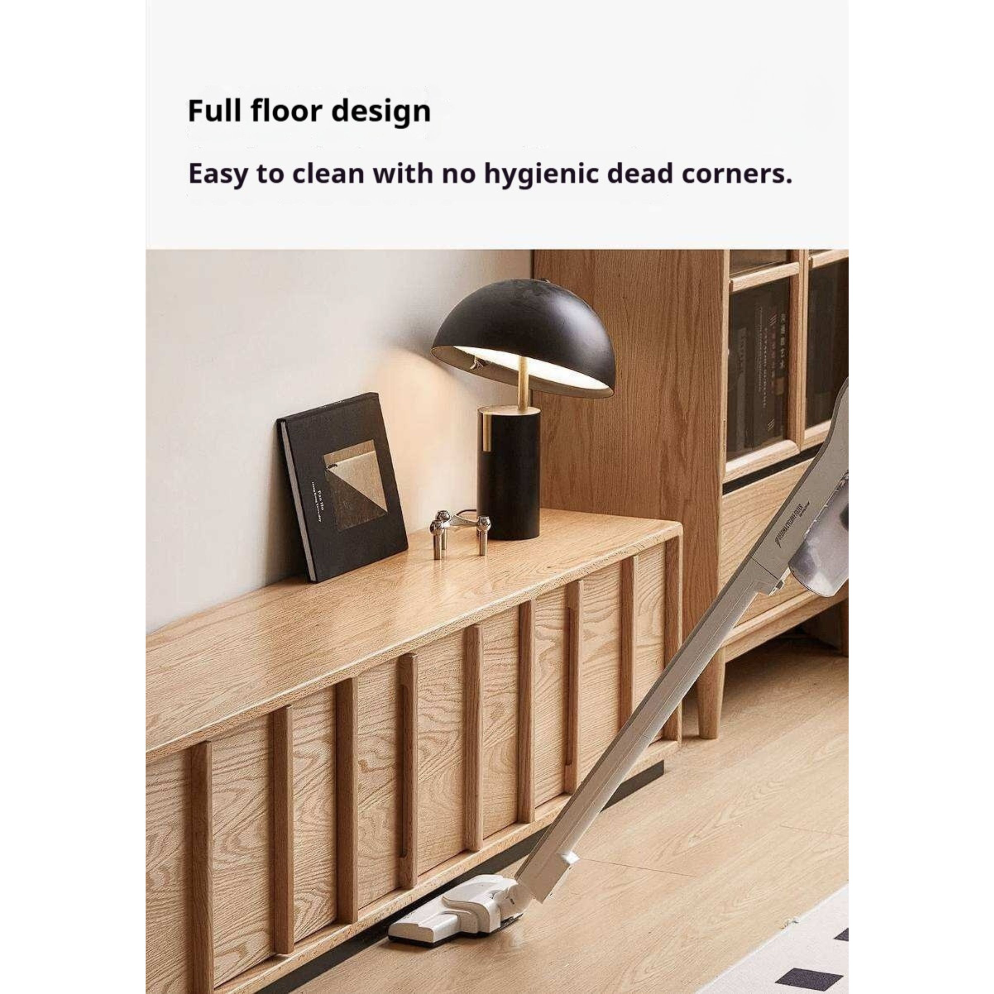 Oak Solid Wood TV Cabinet with Open Frame Storage Design