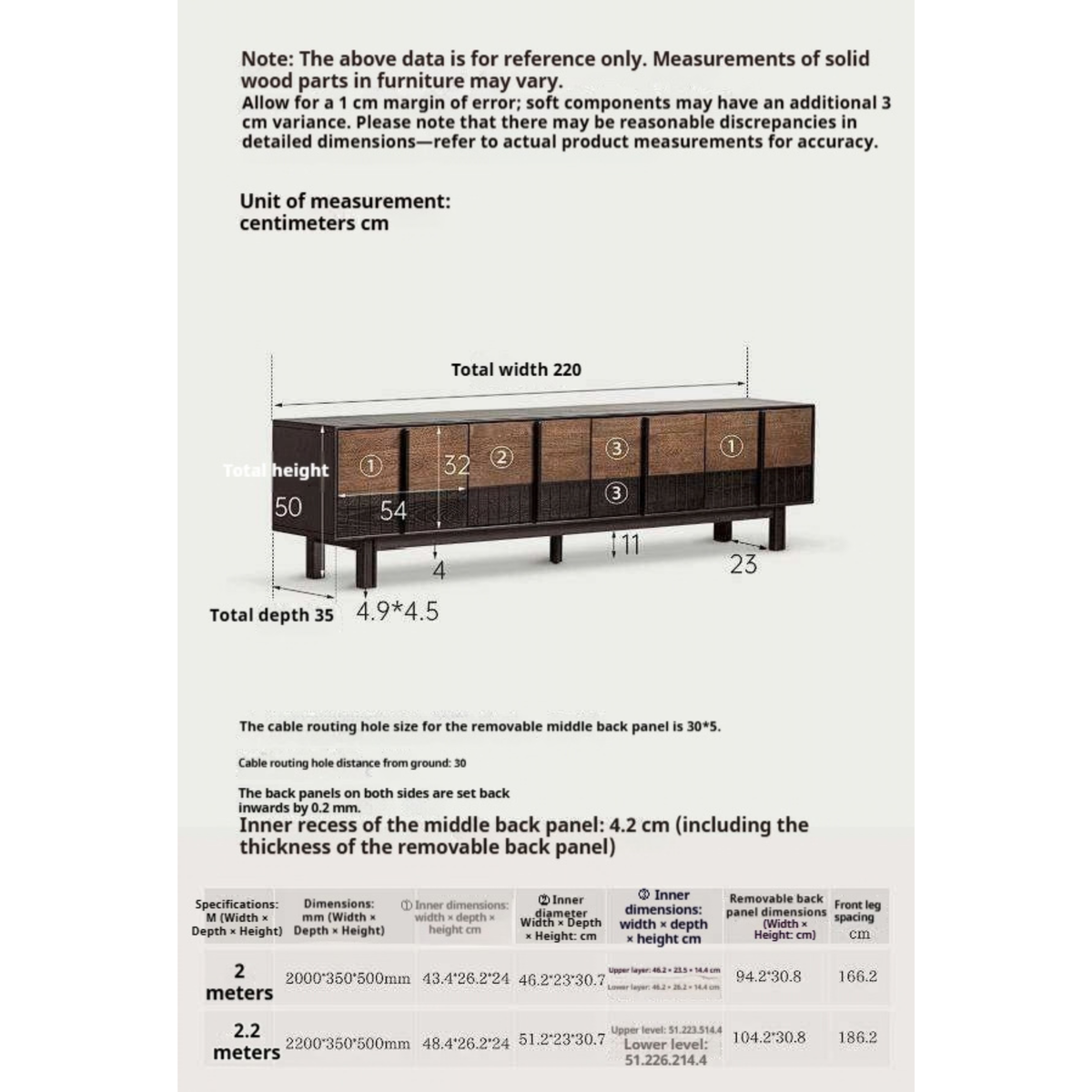 Ash Solid Wood TV Console with Black Frame and Ribbed Wood Sliding Doors
