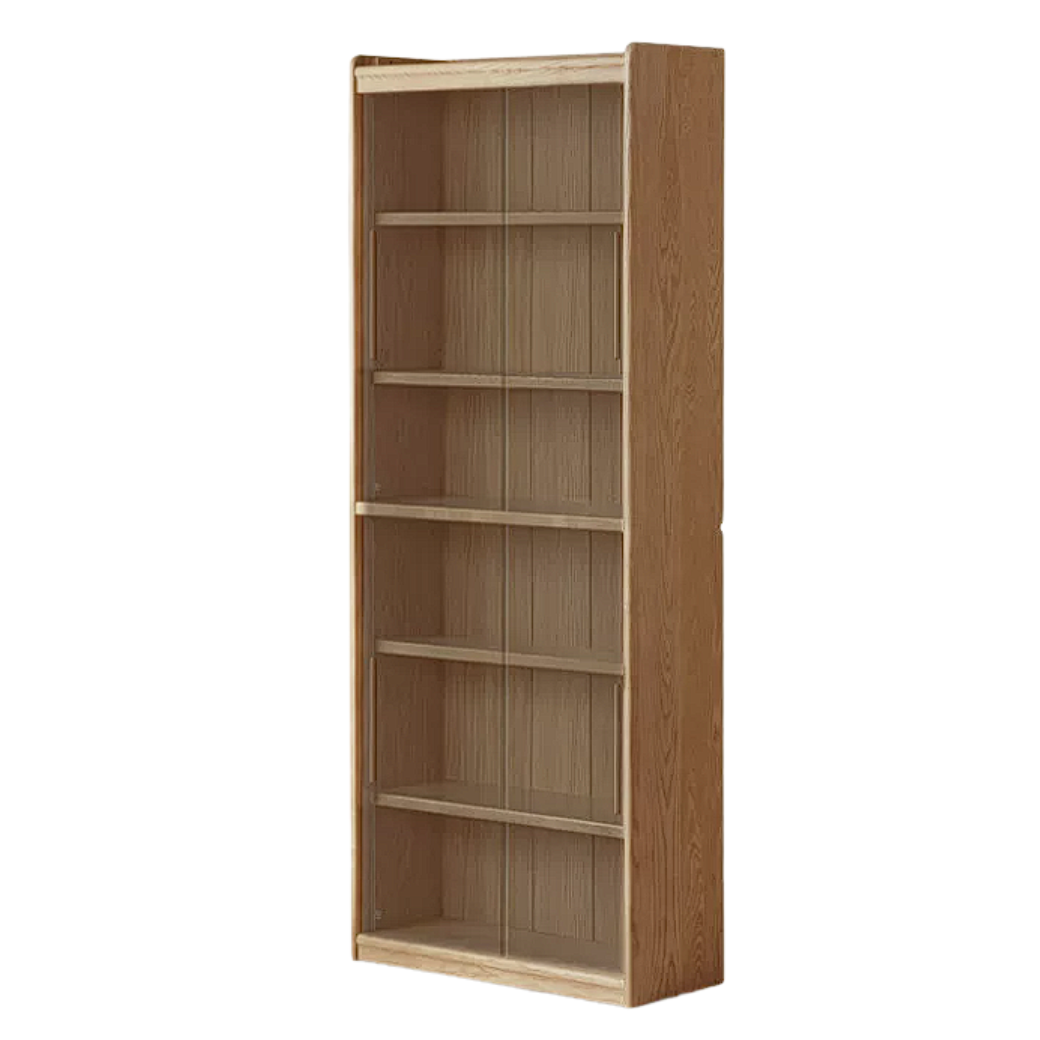 Oak Solid Wood Display Bookcase with Wall-Mounted Option and Storage Cabinet