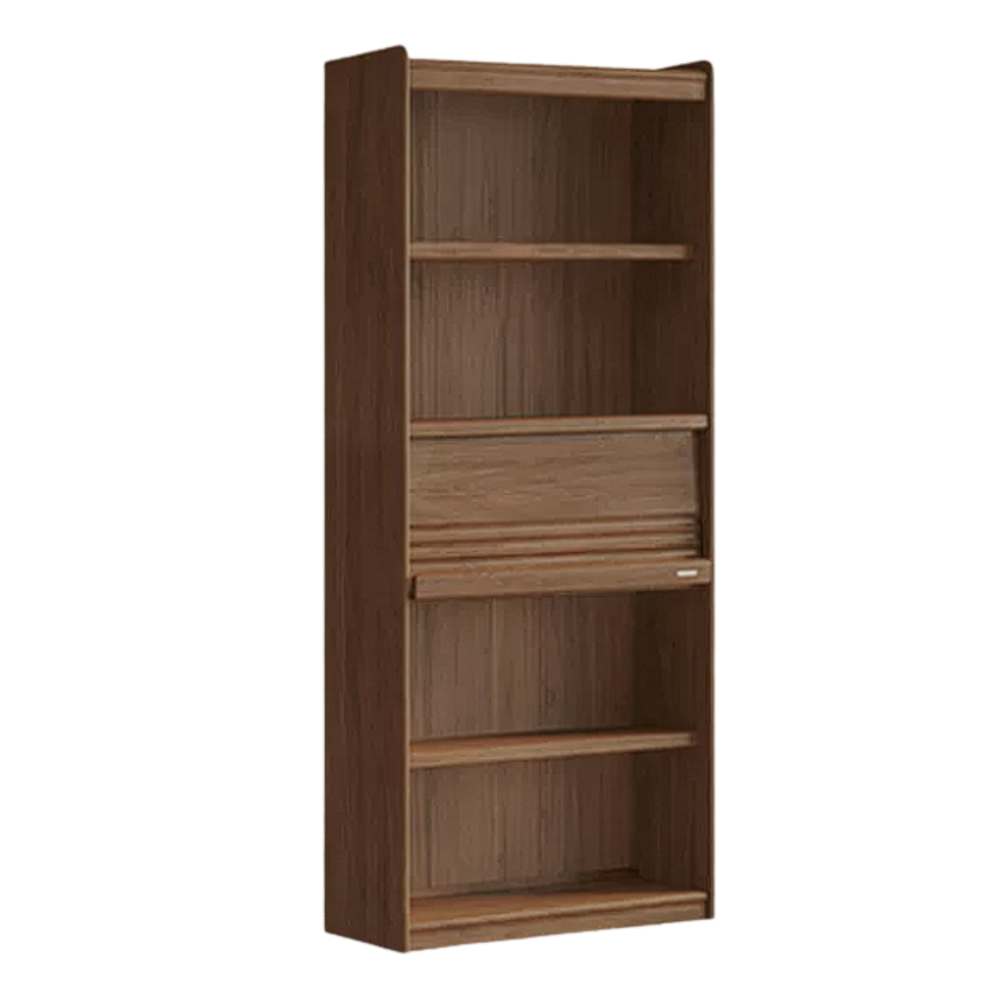 Black Walnut Solid Wood Combination Bookcase with Wall Storage and Floor Display