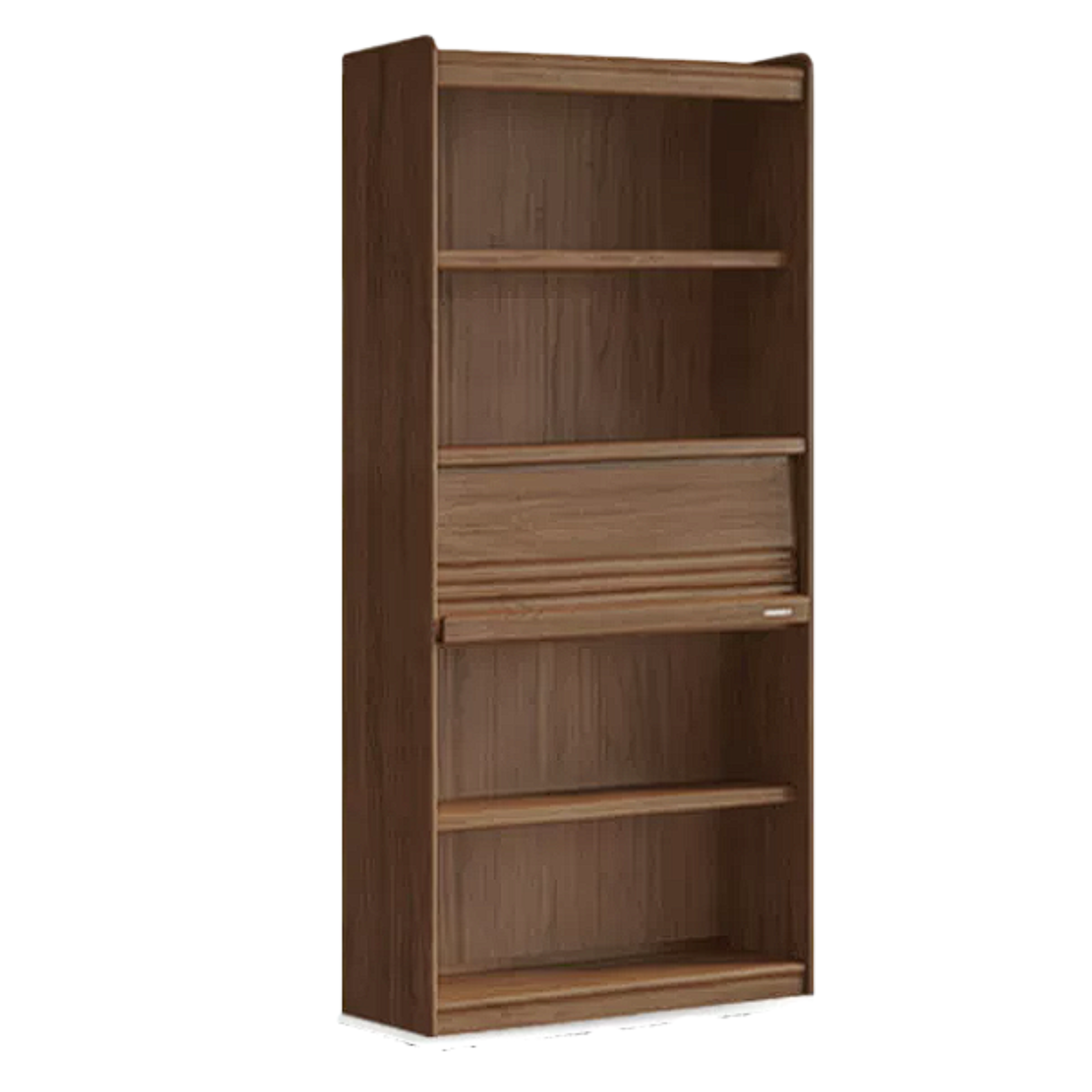 Black Walnut Solid Wood Combination Bookcase with Wall Storage and Floor Display