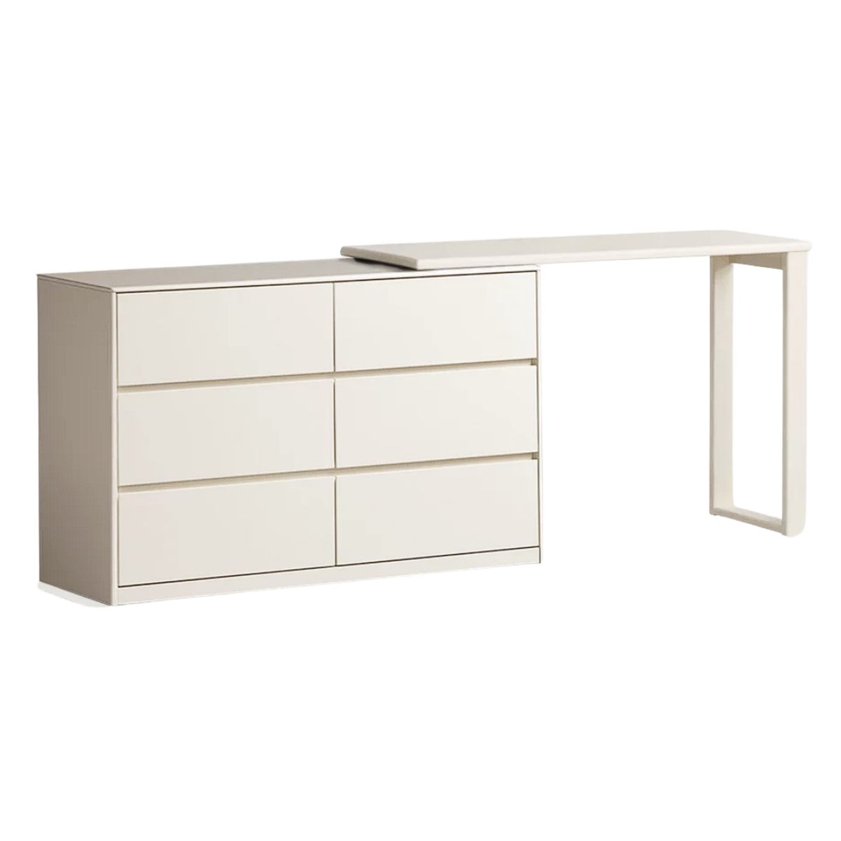 Solid RubberWood Dresser with Pull-Out Vanity Desk