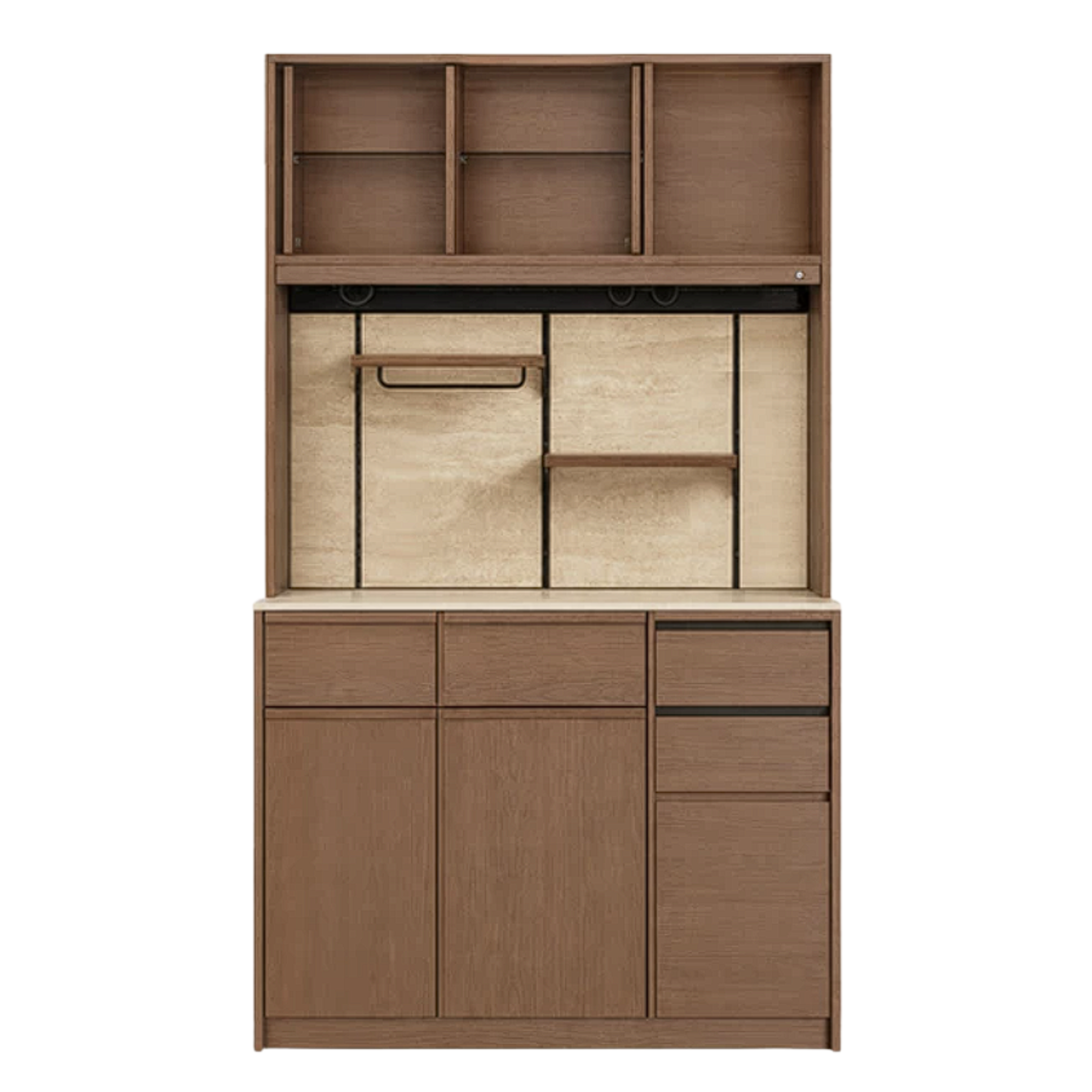 Black Walnut, Sandalwood, Ash Solid Wood Dining Cabinet Antique Style Rock Board