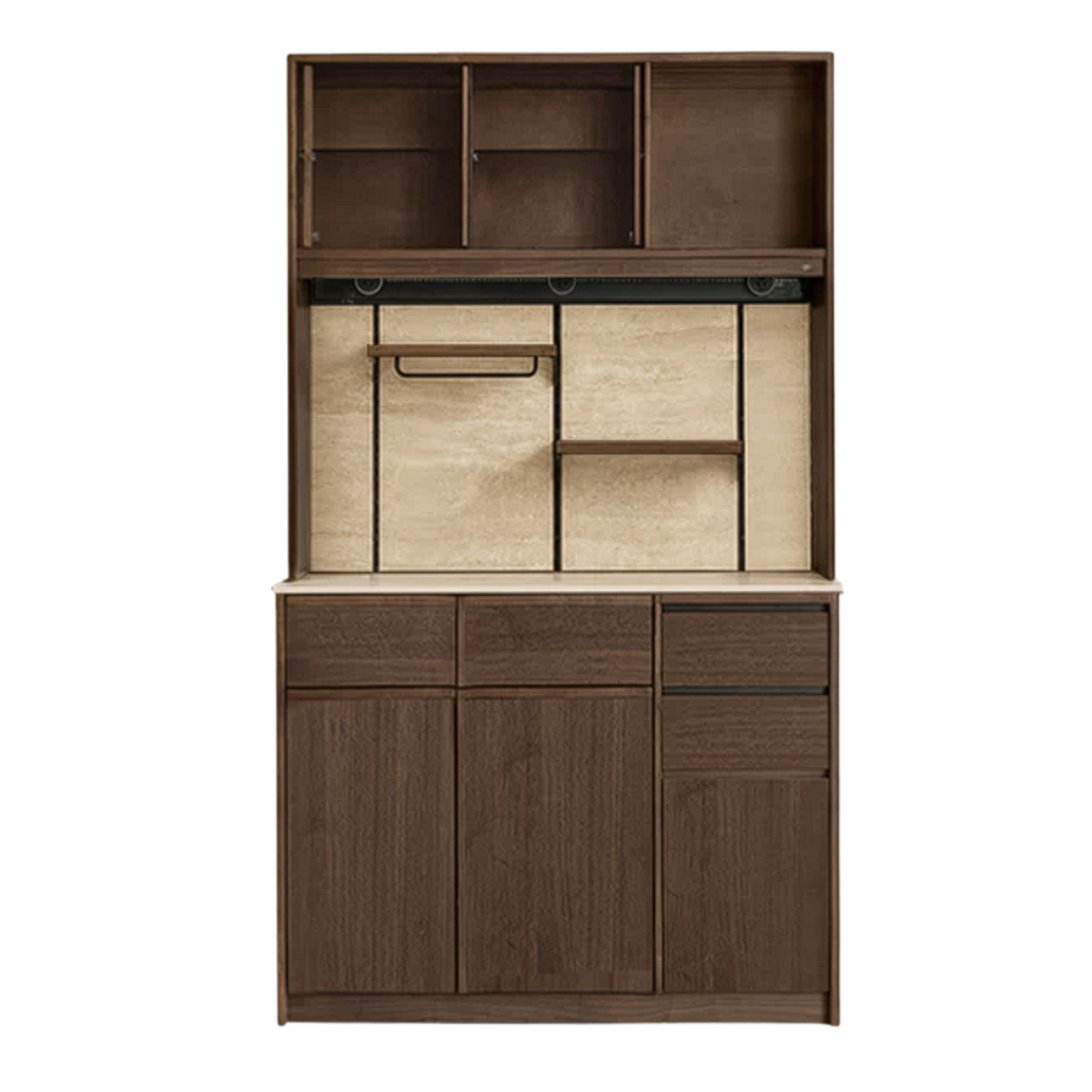 Black Walnut, Sandalwood, Ash Solid Wood Dining Cabinet Antique Style Rock Board