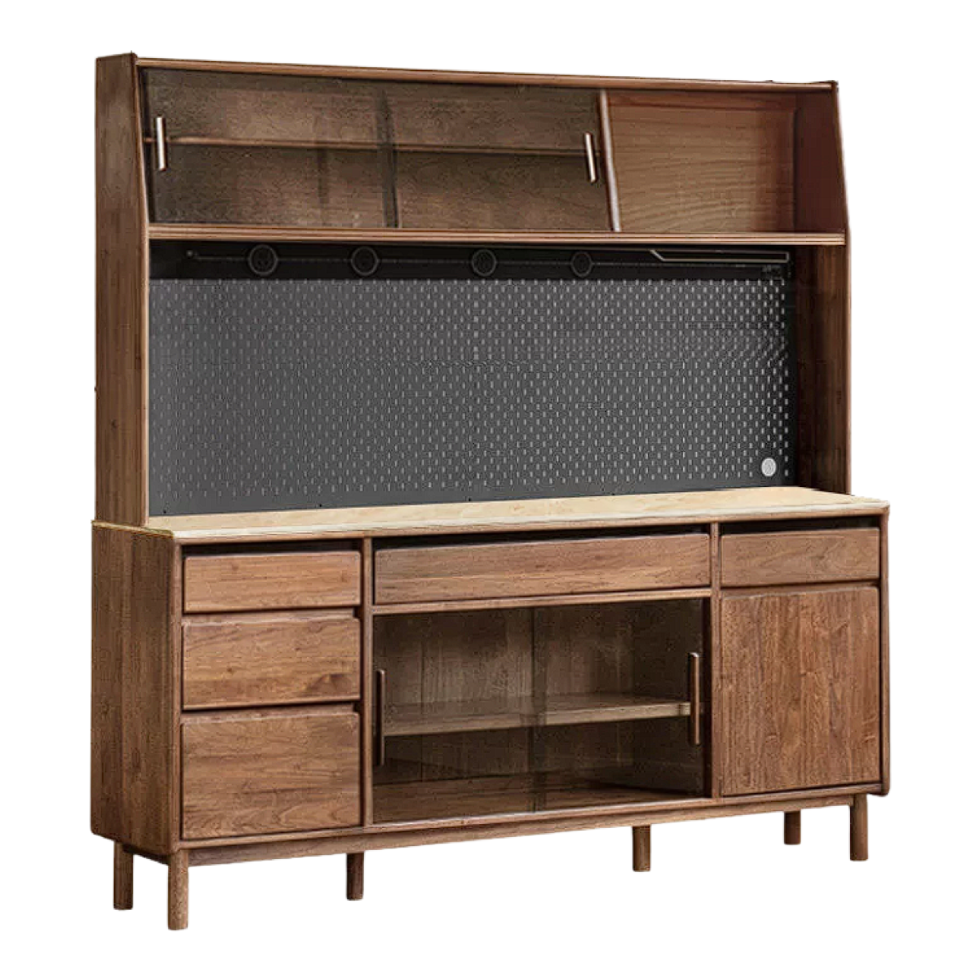 Black Walnut, Sandalwood Solid Wood Light Luxury Rock Plate Sideboard