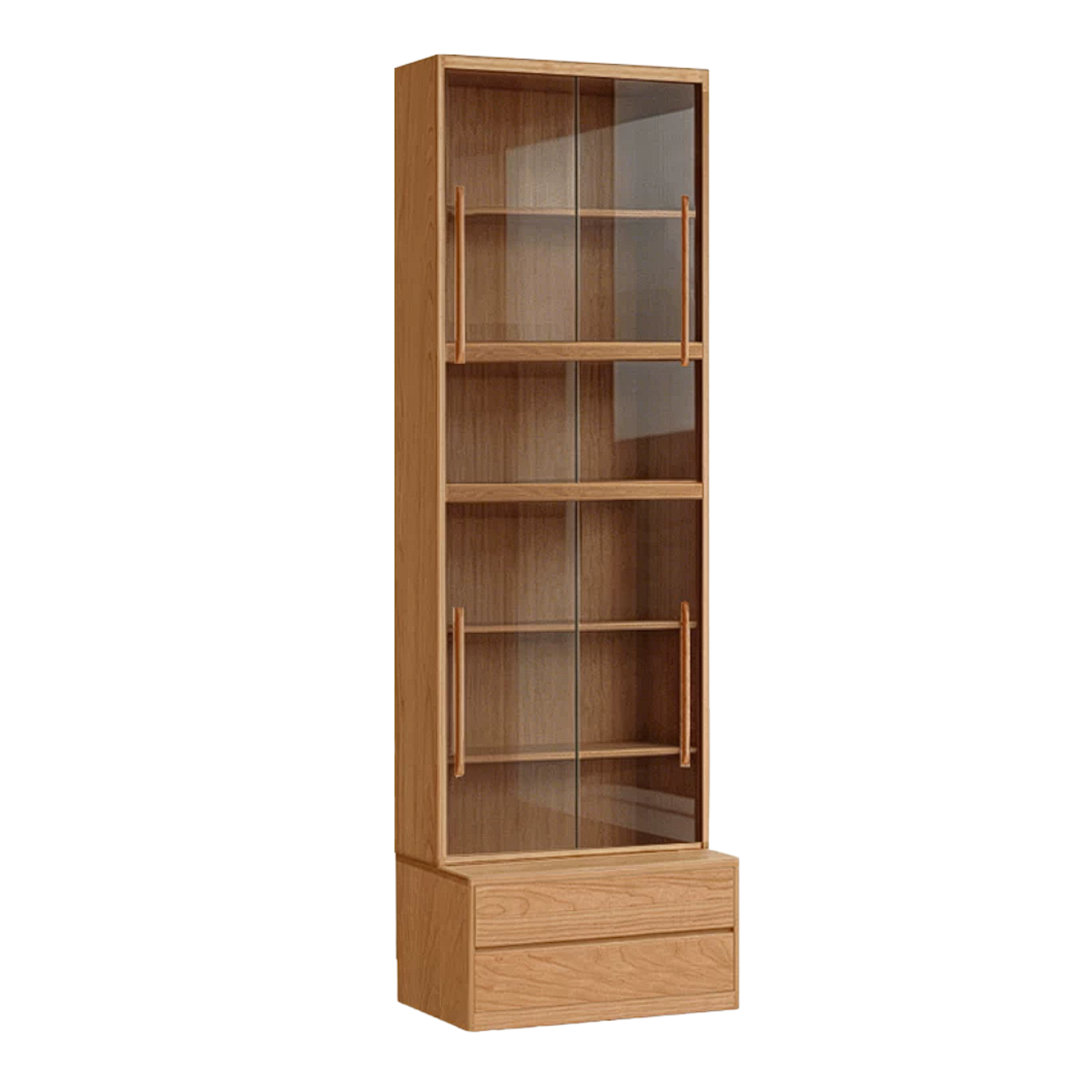 Cherry Solid Wood Bookcase Combination Glass Cabinet