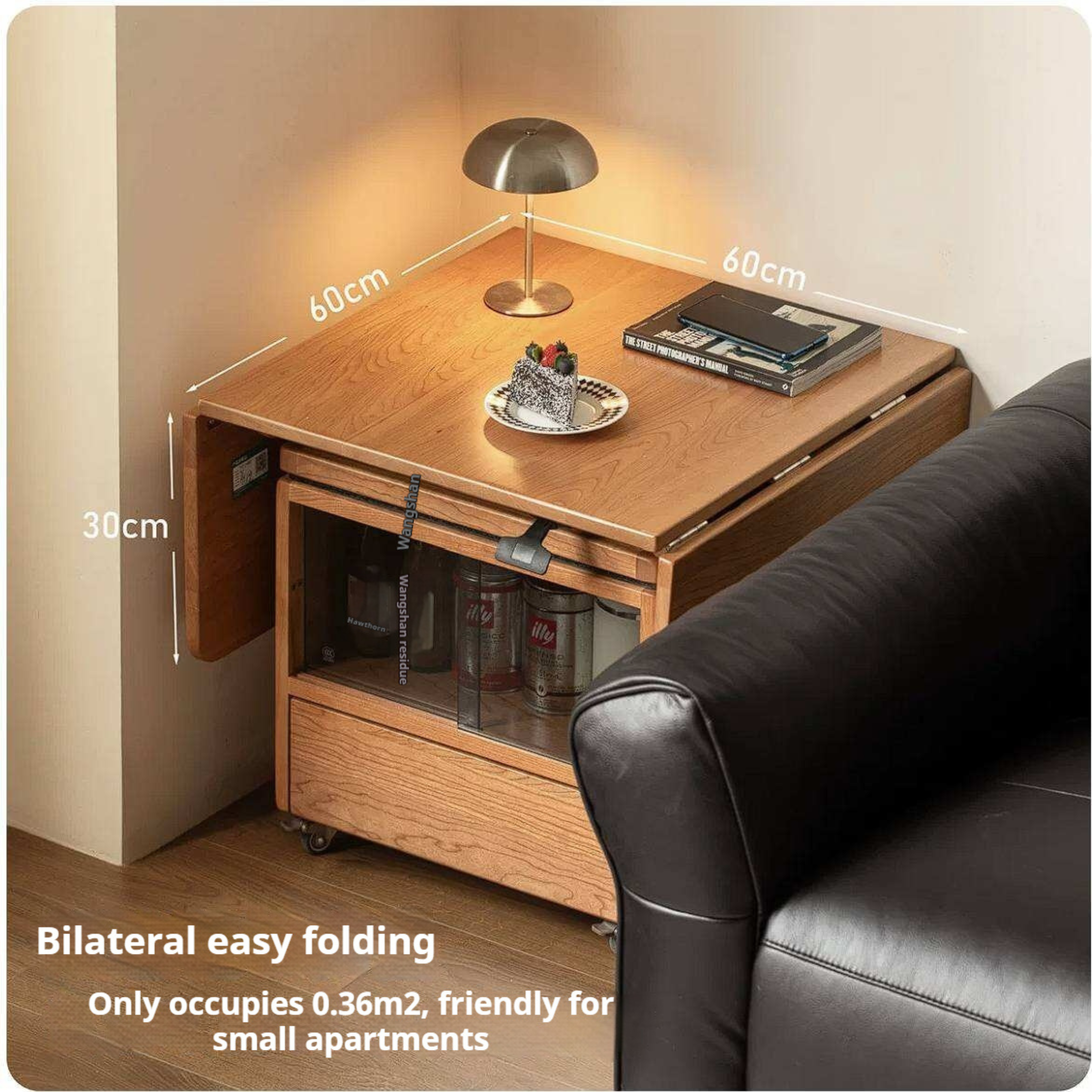 Cherry Solid Wood Folding Coffee Table with Lift-Top Dual Function Design