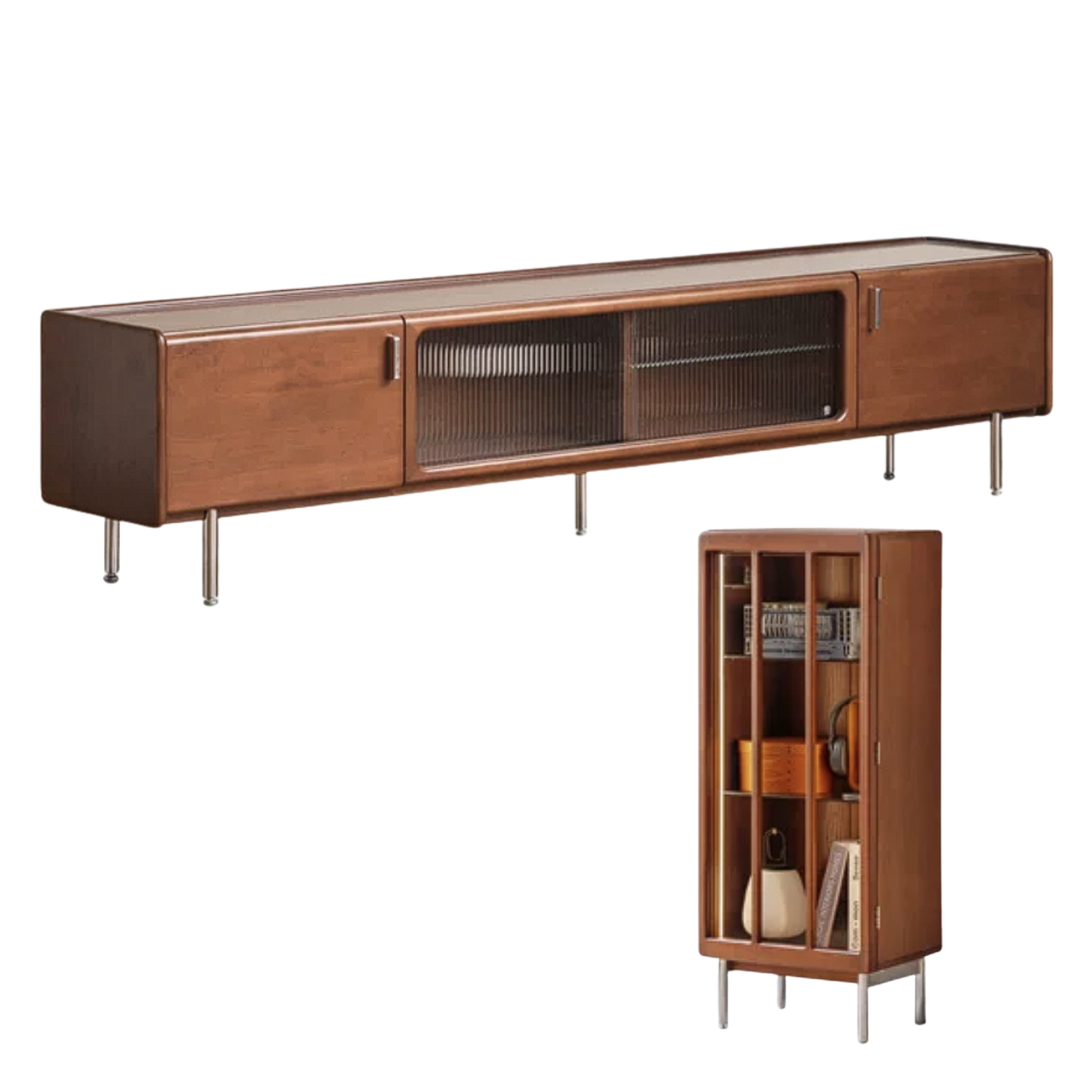 Poplar Solid Wood Retro High Locker TV Cabinet