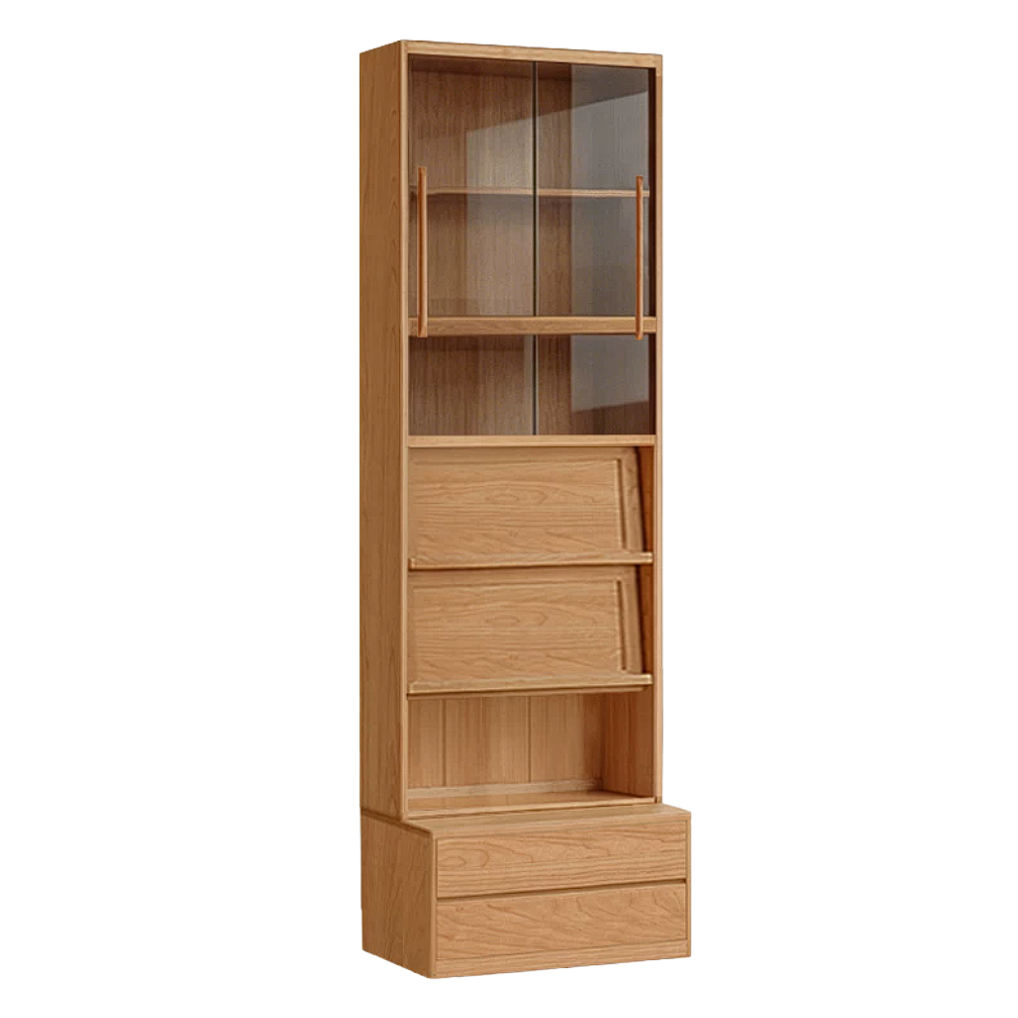 Cherry Solid Wood Bookcase Combination Glass Cabinet