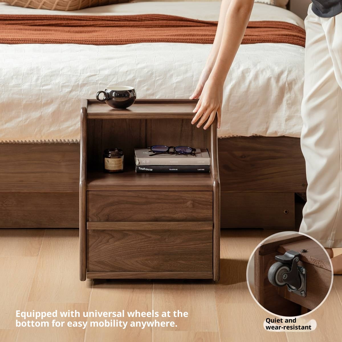 Black Walnut Solid Wood Italian Light Luxury Nightstand