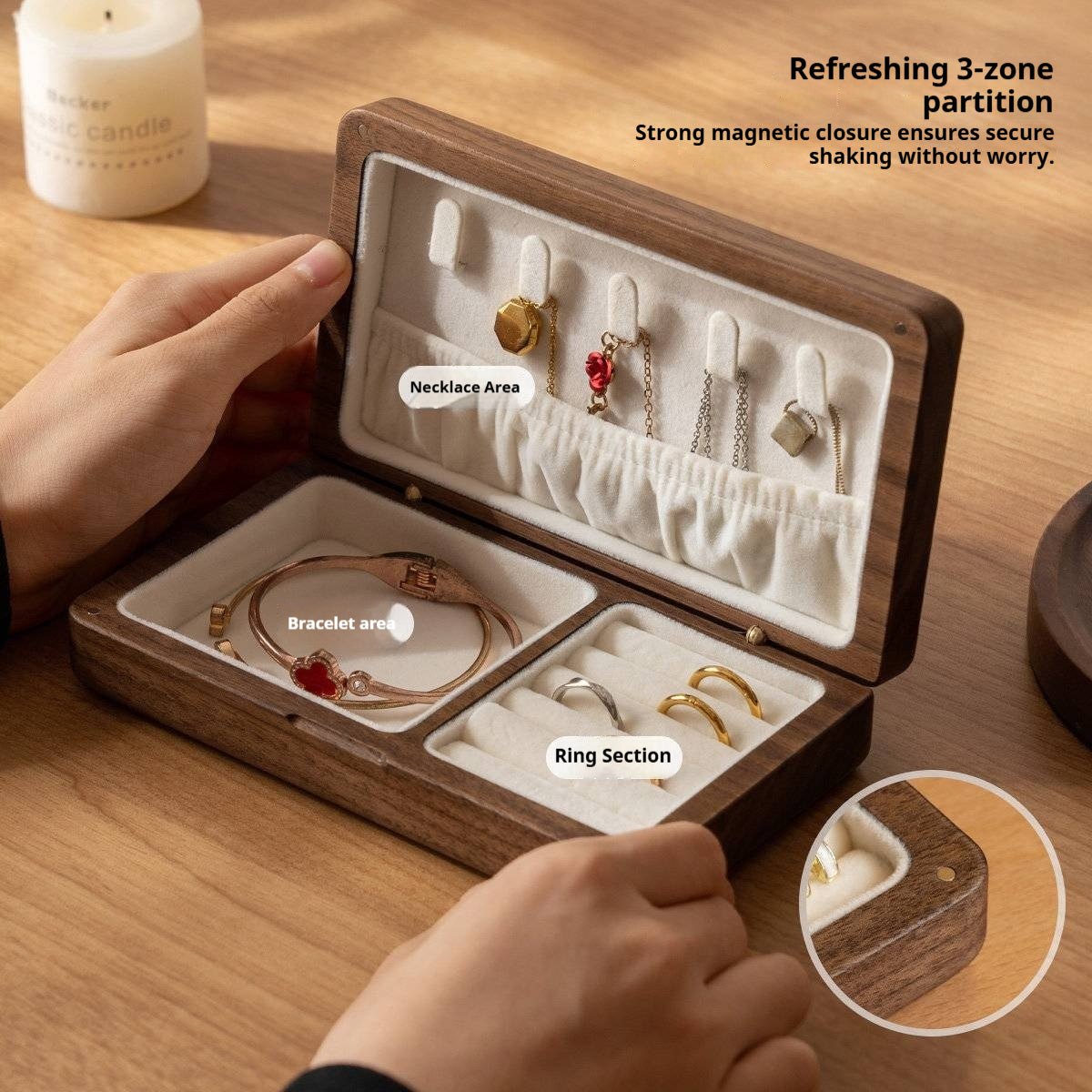 Black walnut, Cherry Solid Wood Handmade Jewelry Box