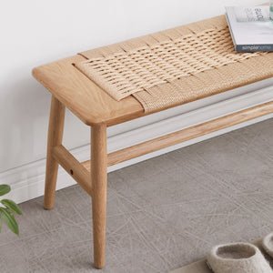 Corded Bench Oak solid wood_