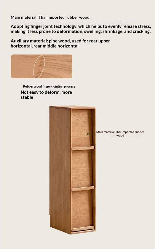 Solid RubberWood Minimalist Side Cabinet with Narrow Opening and Flip Doors