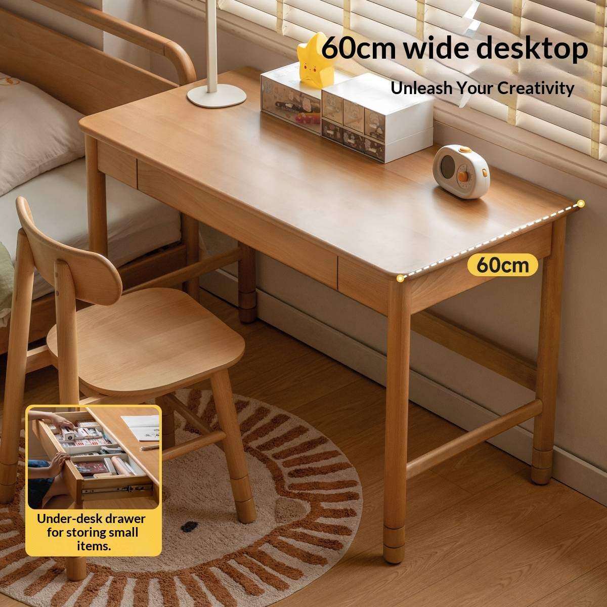 Beech Solid Wood Children's Desk With Adjustable Height