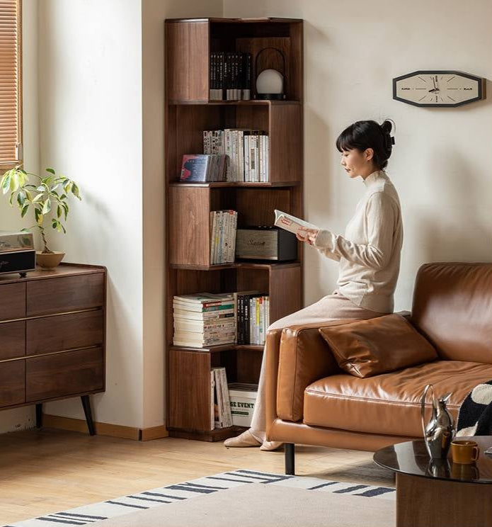 Black Walnut Solid Wood Corner Storage Cabinet
