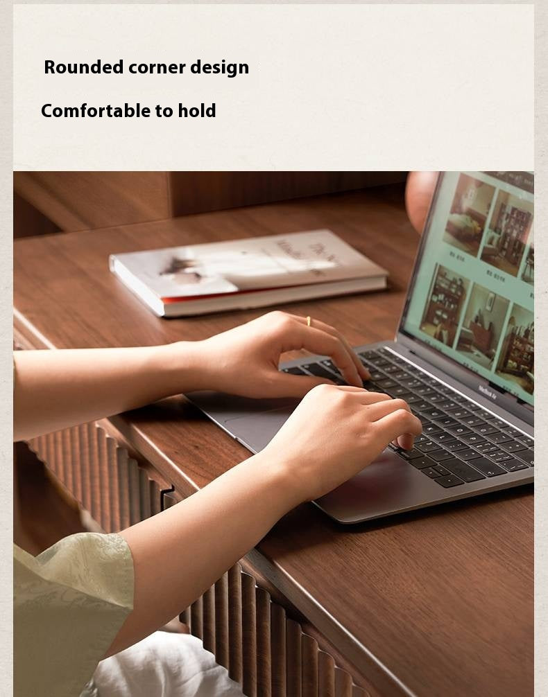 Black Walnut Solid Wood, Solid RubberWood Computer Desk