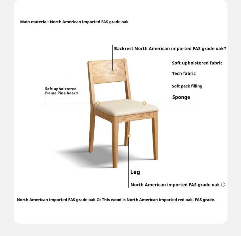 4 pcs set Oak Solid Wood Soft Packed Dining Chair