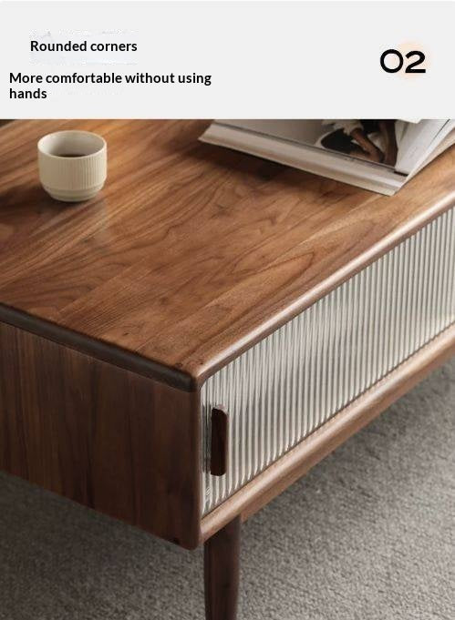 Black Walnut, Oak, Solid Rubberwood Solid Wood Modern Style Coffee Table
