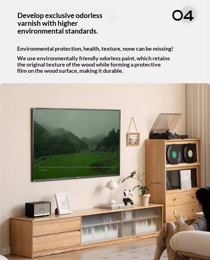 Solid RubberWood, Oak Solid Wood TV Cabinet Floor Combination,