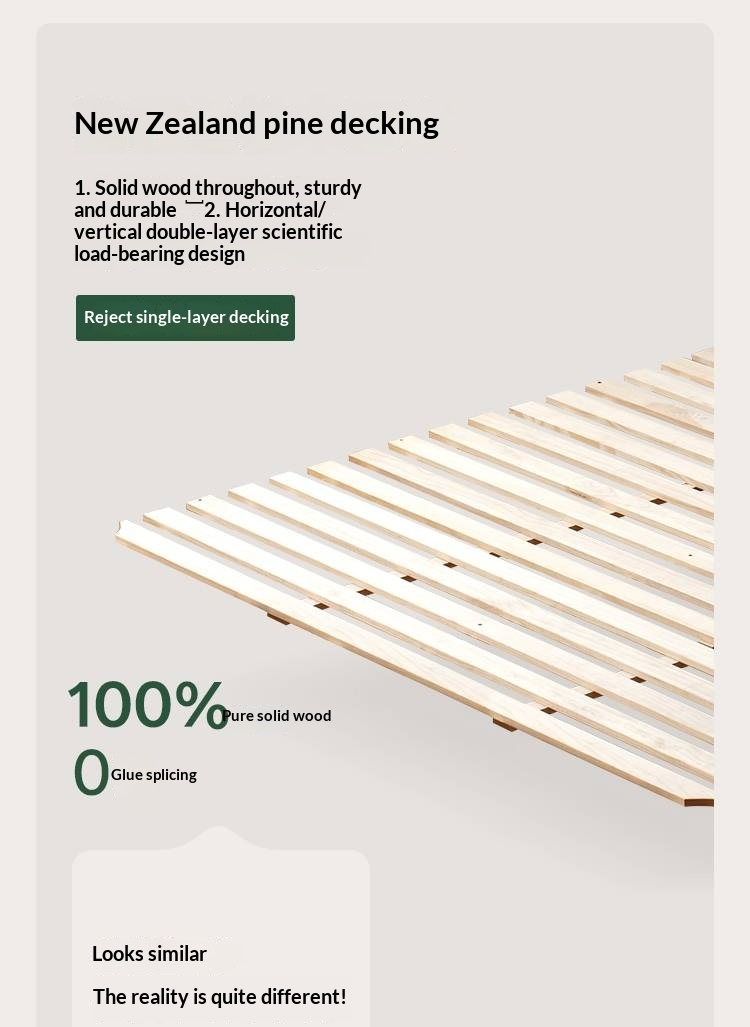 Ash Solid Wood Bed — Slab Design, Home Italian Light Luxury Box Bed