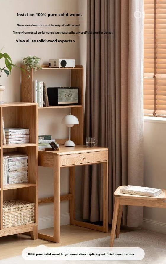 Oak Solid Wood Desk Bookshelf