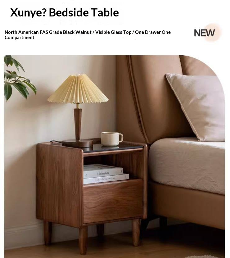 Black Walnut, Catalpa, Sandalwood Solid Wood Nightstand Modern Minimalist