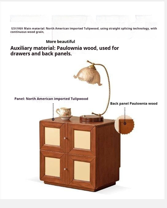 Tulipwood Solid Wood Middle-Aged Style Nightstand.