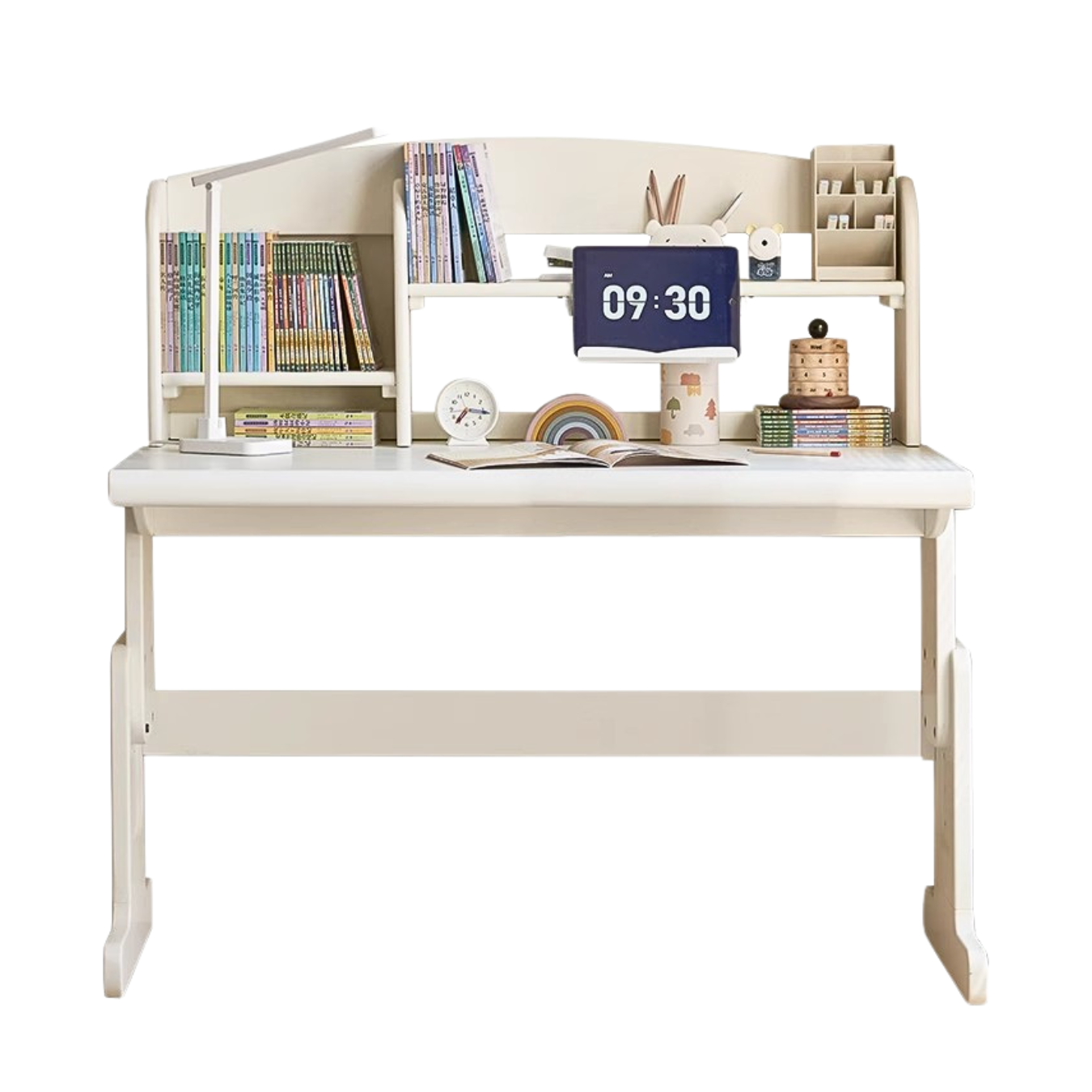 Poplar solid wood lift study desk adjustable white desk