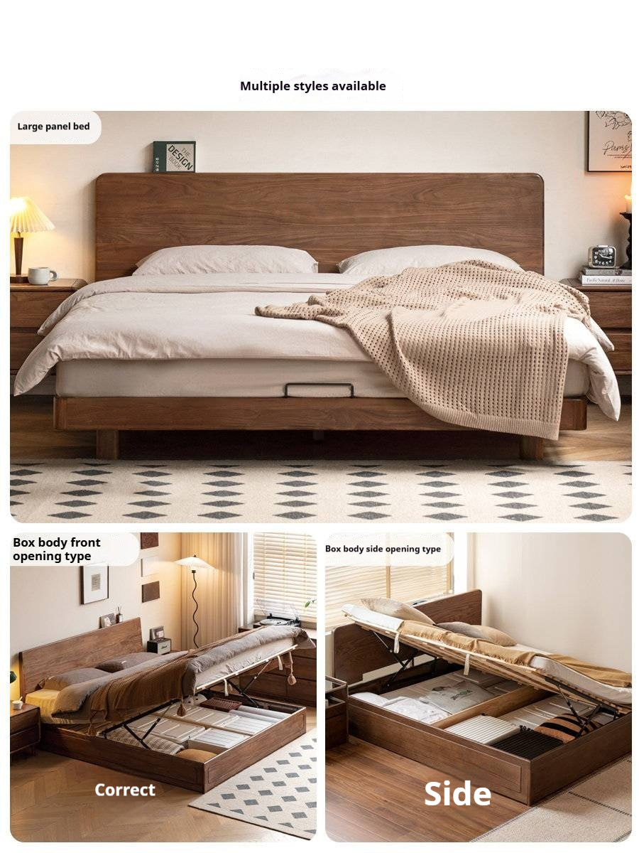 Black Walnut, Oak, Catalpa Solid Wood Bed with Modern Minimalist Design