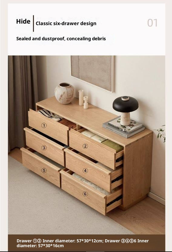 Ash, Oak Solid Wood Wabi-sabi Style Chest Of Drawers