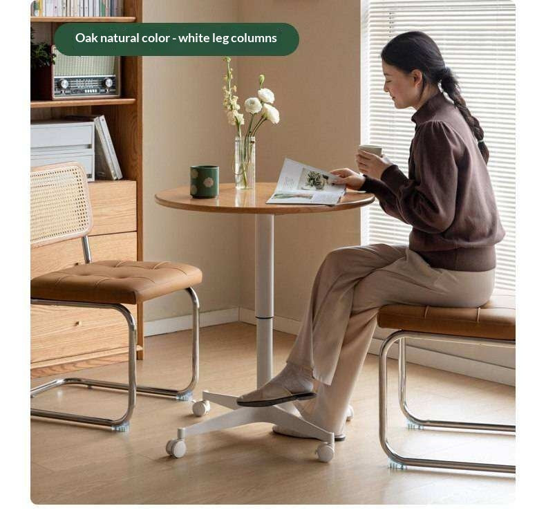 Black Walnut, Oak, Cherry Solid Wood Lifting Movable Side Table